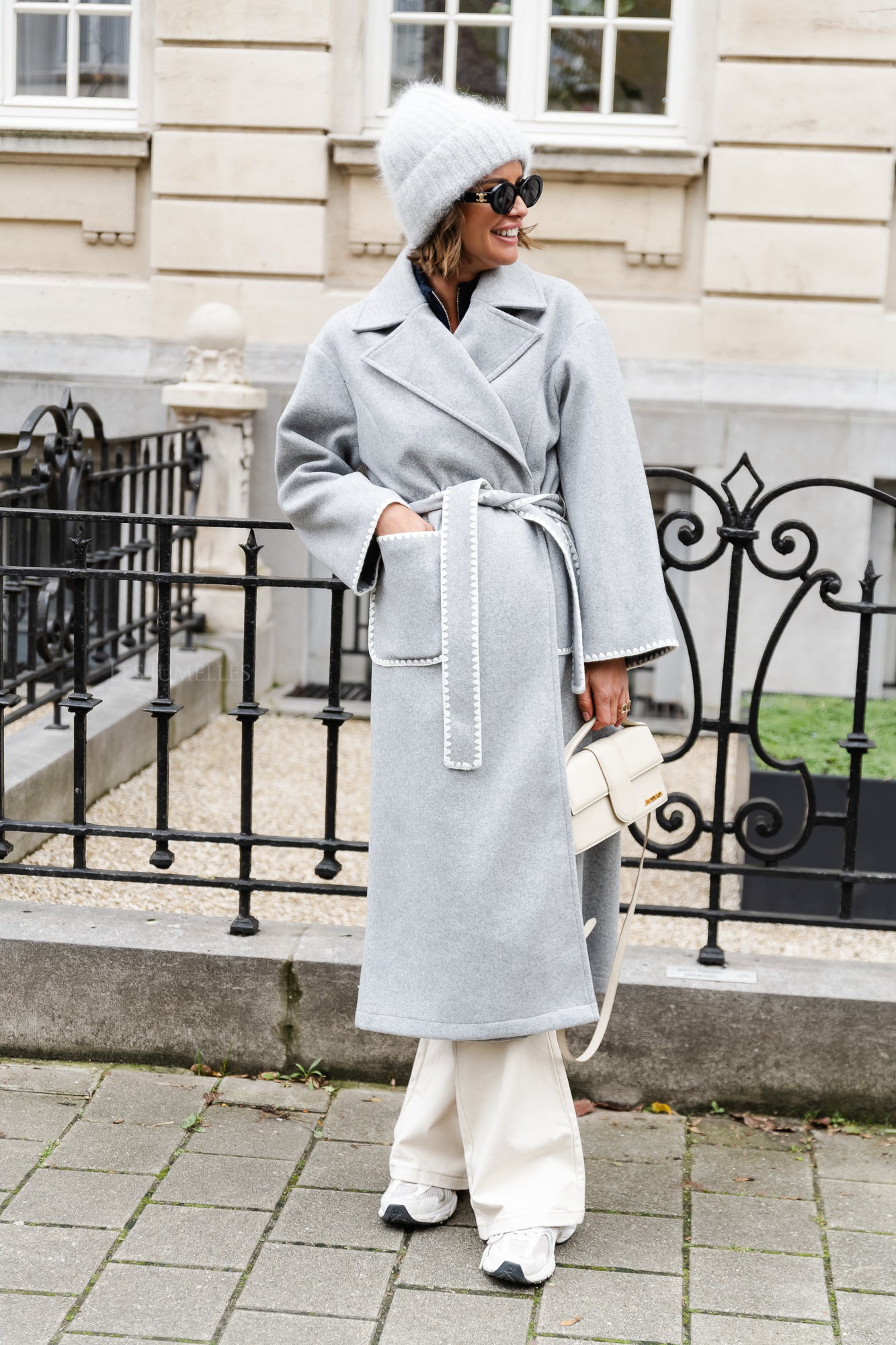 <tc>Manteau ceinturé Meredith mélangé gris</tc>