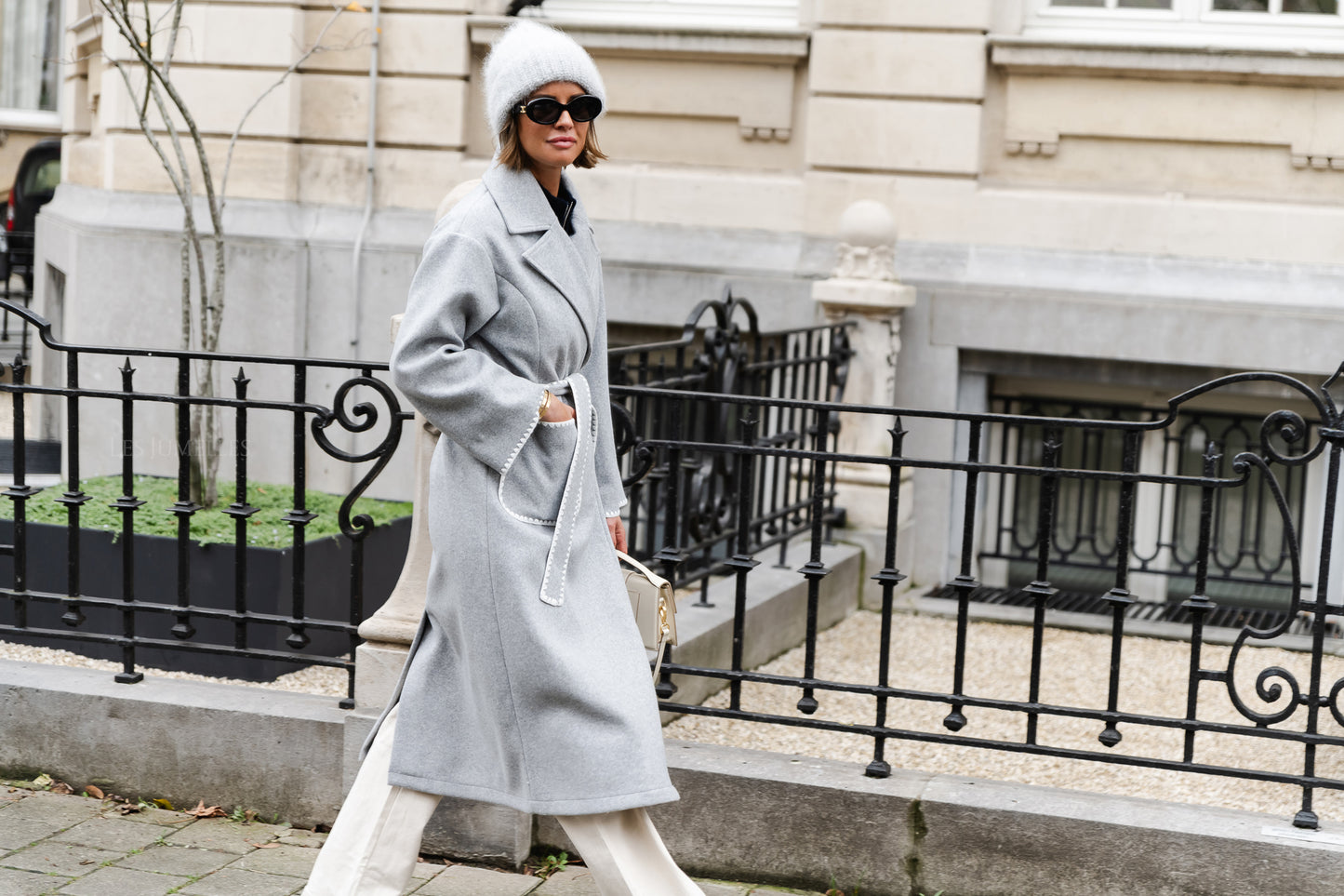 <tc>Manteau ceinturé Meredith mélangé gris</tc>