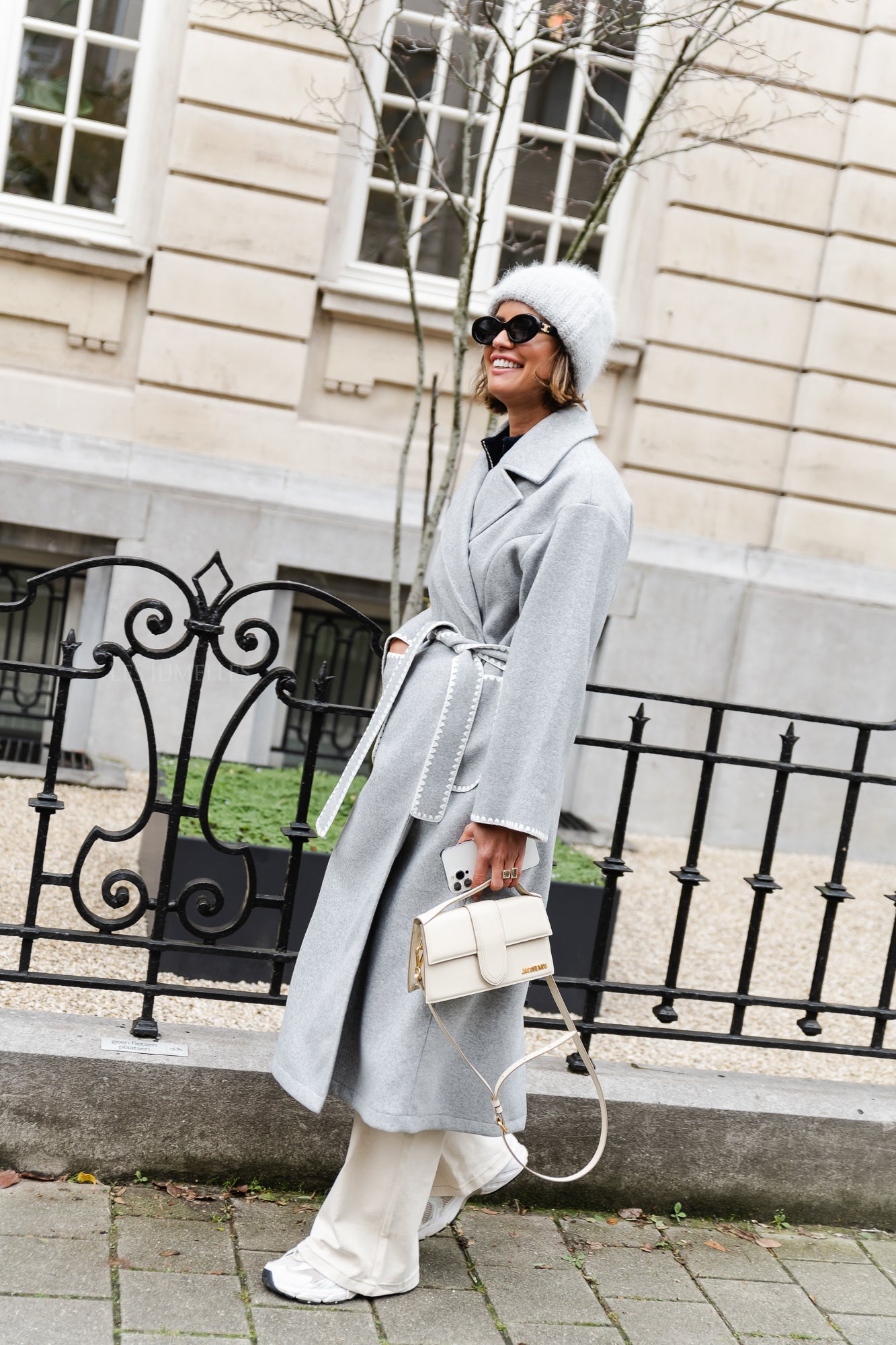 <tc>Manteau ceinturé Meredith mélangé gris</tc>