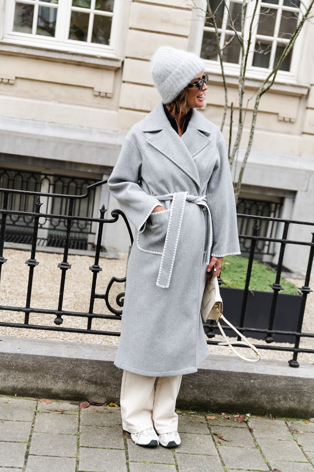 <tc>Manteau ceinturé Meredith mélangé gris</tc>