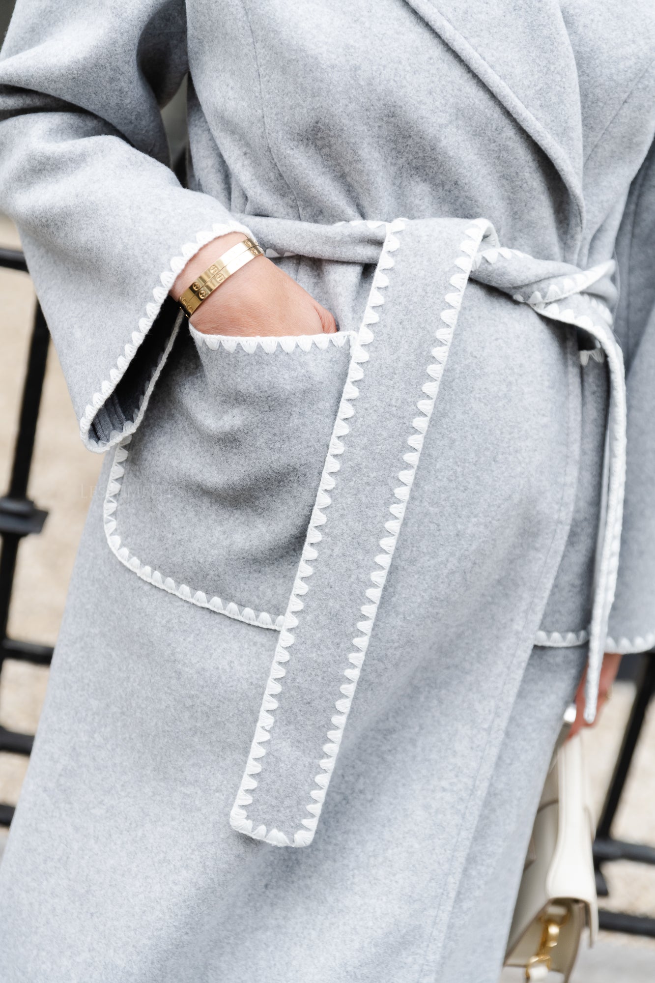 <tc>Manteau ceinturé Meredith mélangé gris</tc>