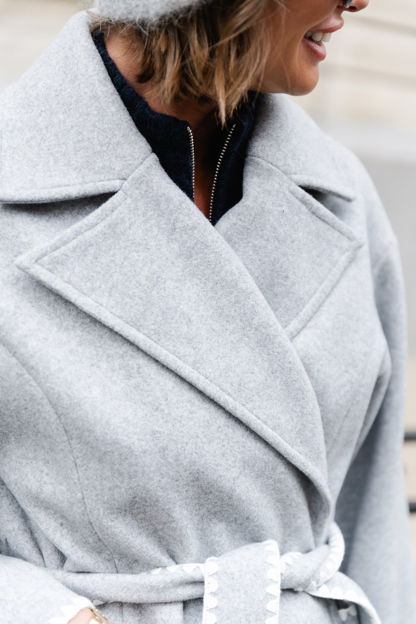 <tc>Manteau ceinturé Meredith mélangé gris</tc>