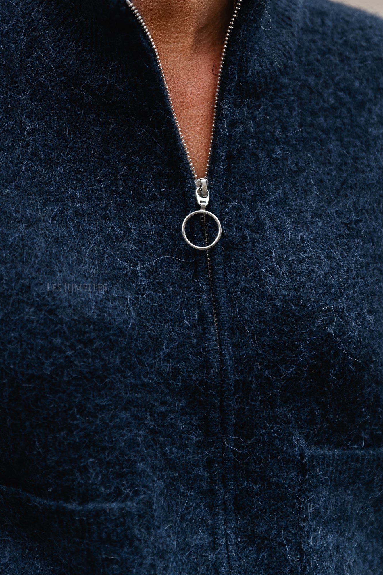 <tc>SLFSIA Ras ls cardigan zippé en tricot noos saphir foncé</tc>