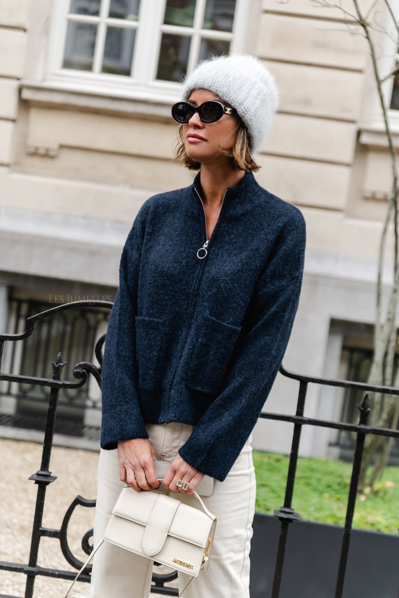 <tc>SLFSIA Ras ls cardigan zippé en tricot noos saphir foncé</tc>