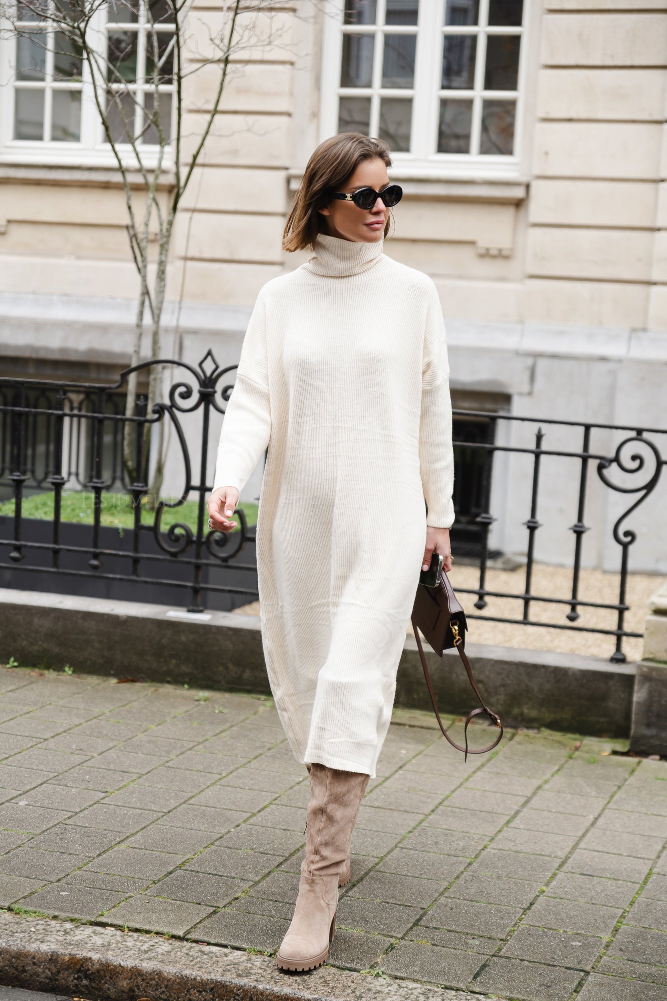 <tc>Reese Rollkragen-Strickkleid ecru</tc>