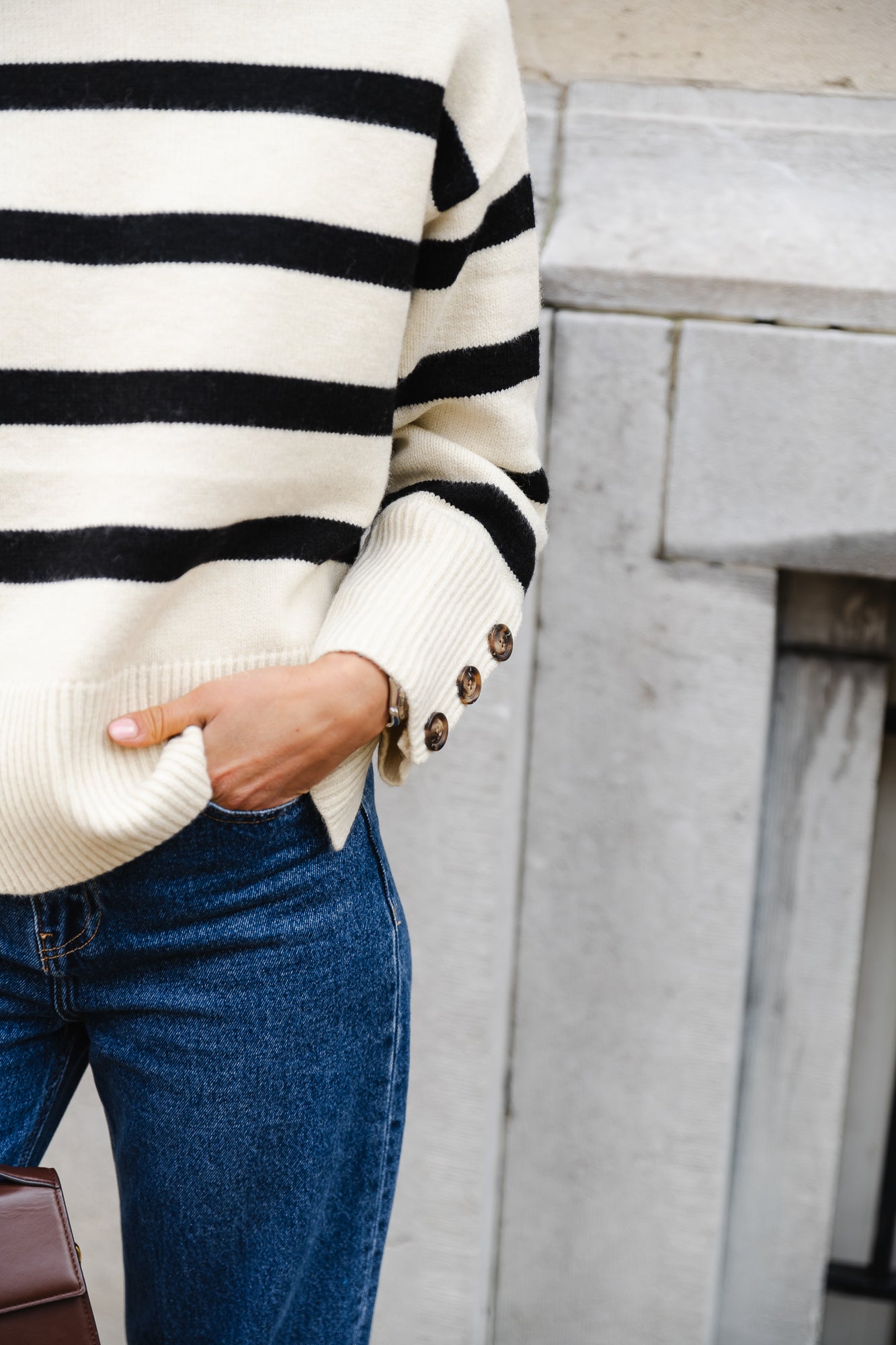 Pull rayé Matis beige/noir