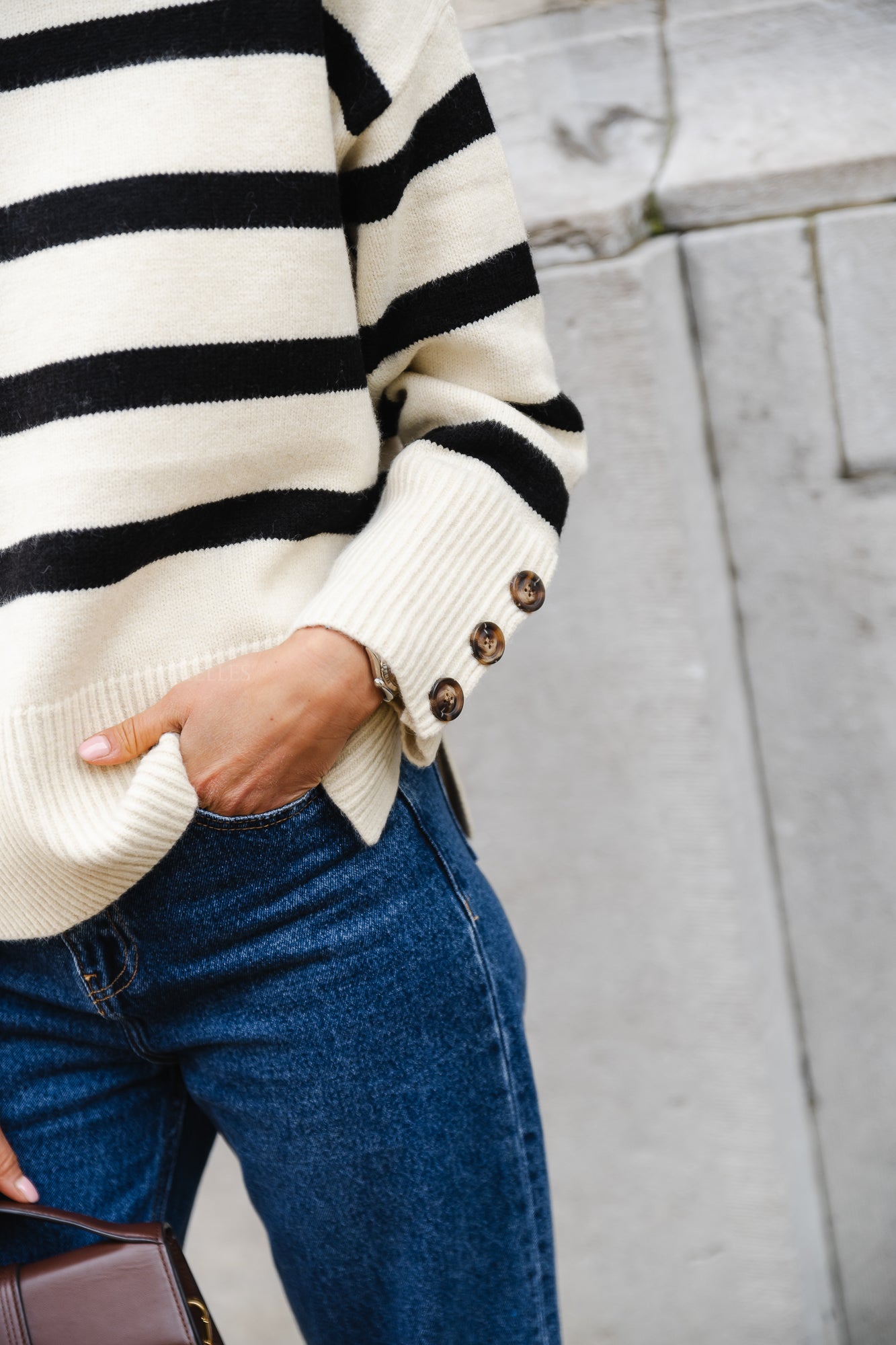 Pull rayé Matis beige/noir