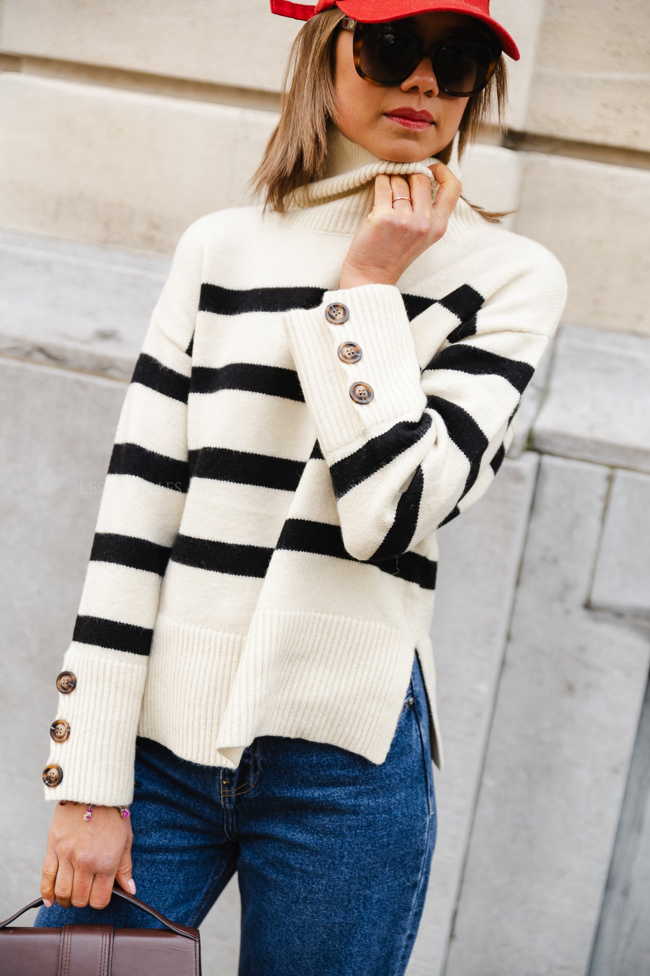 Pull rayé Matis beige/noir