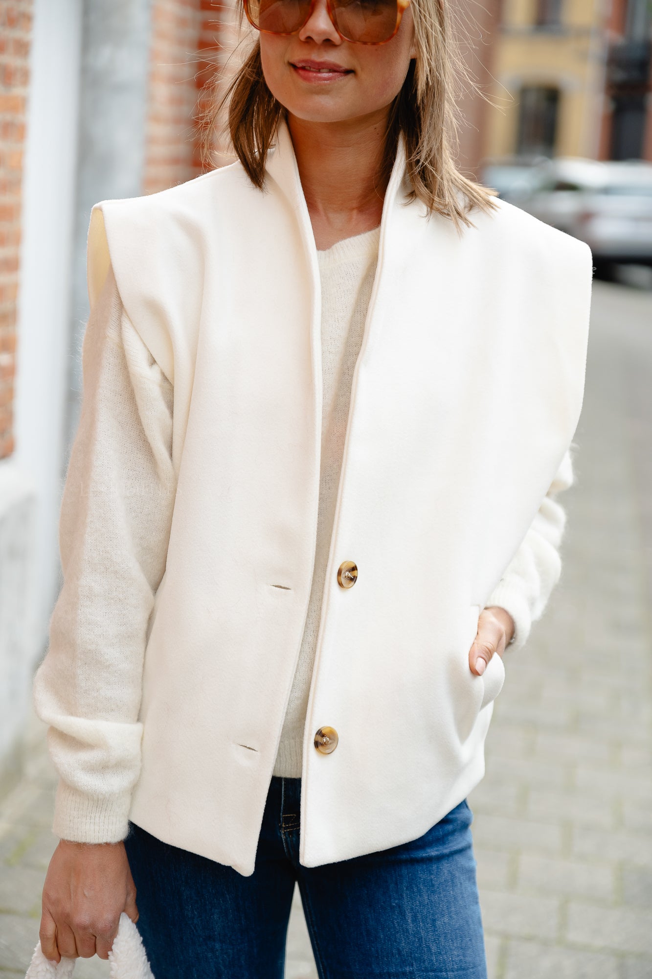 <tc>Veste sans manches Jessie écru</tc>