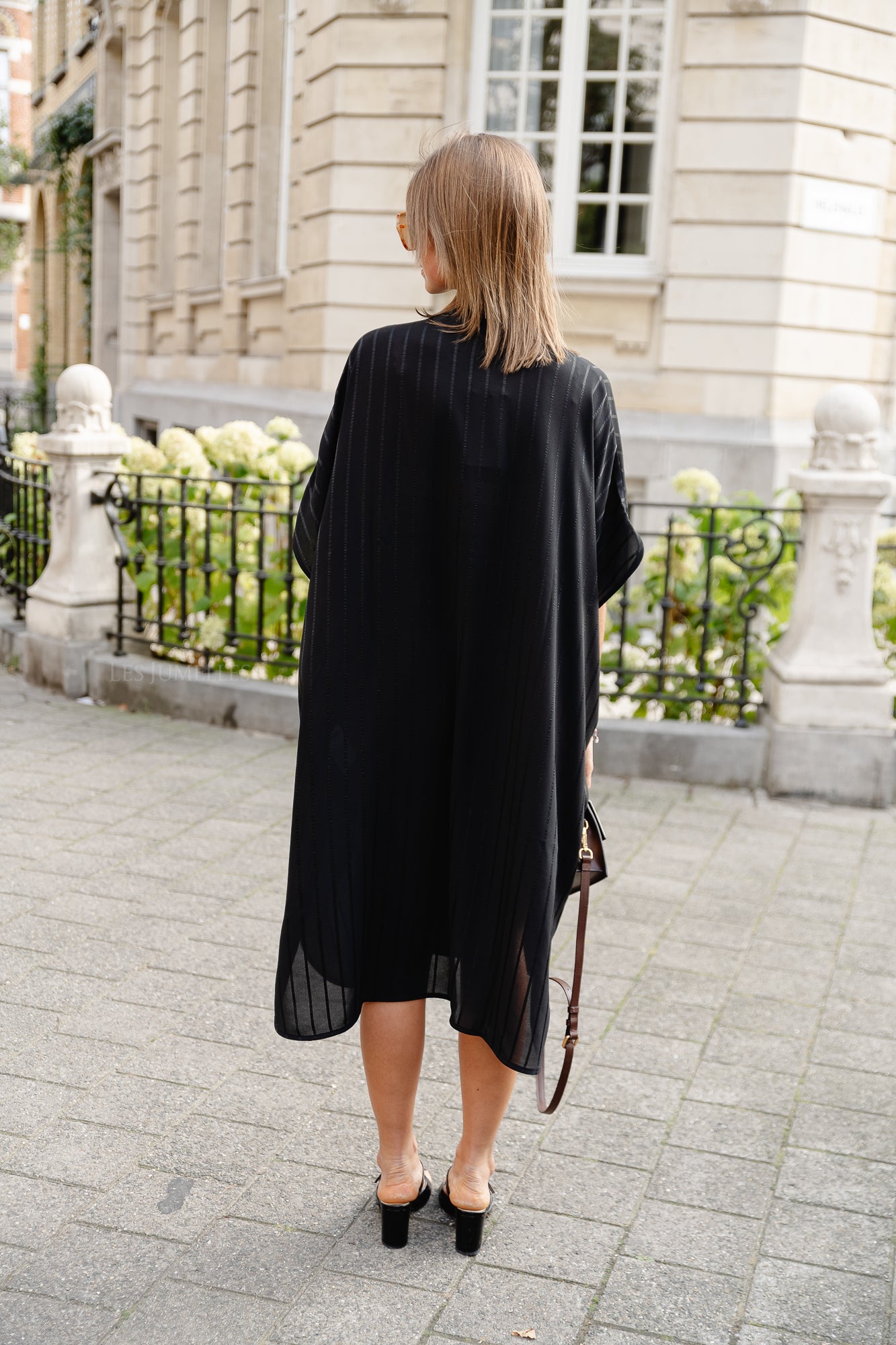 Midi dress with neck tie band black
