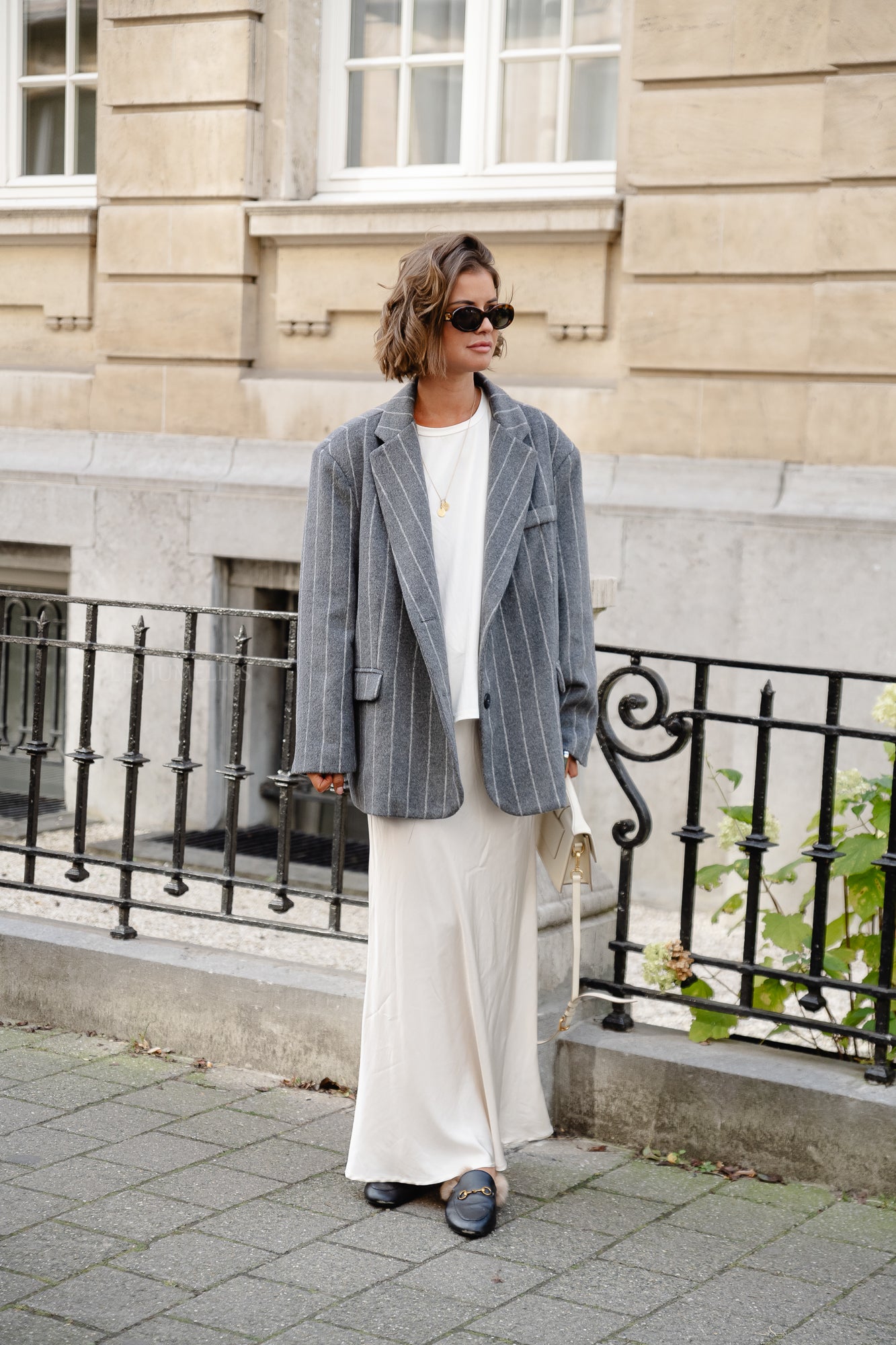 Maya striped blazer dark grey