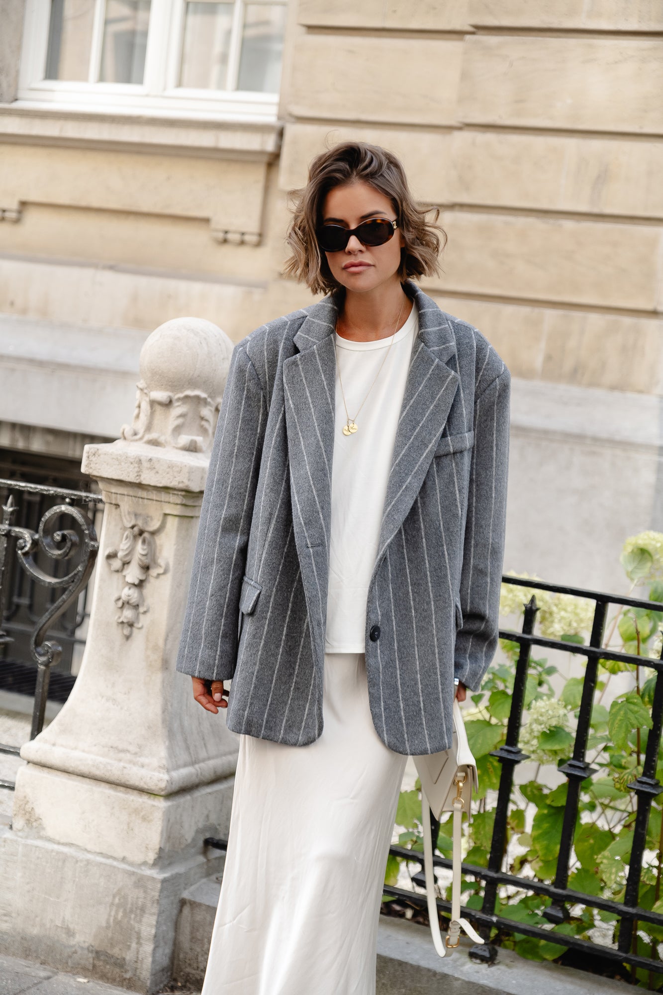 Maya striped blazer dark grey