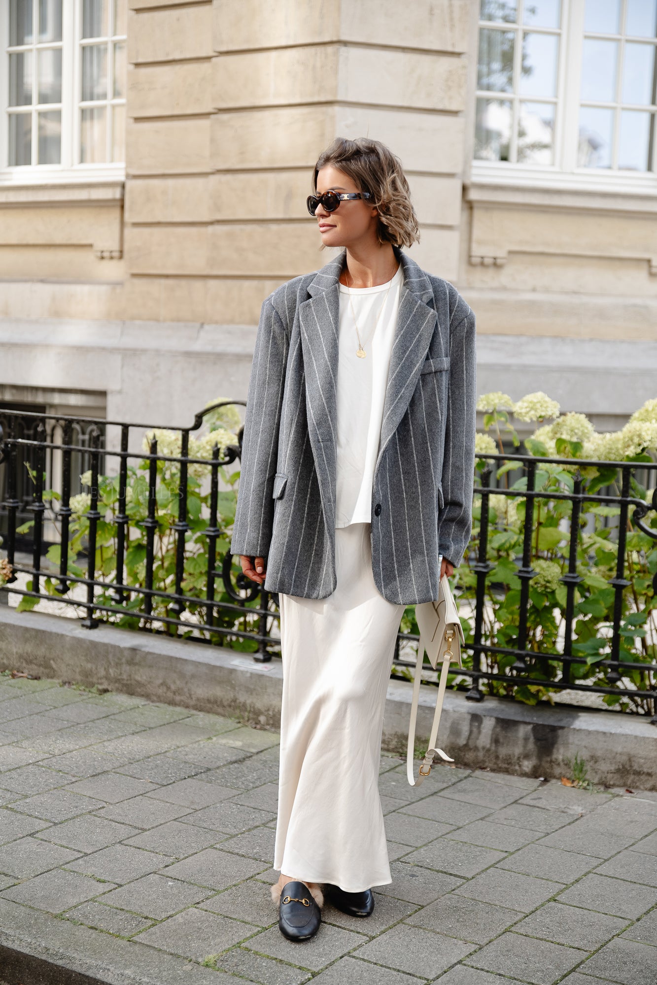 Maya striped blazer dark grey
