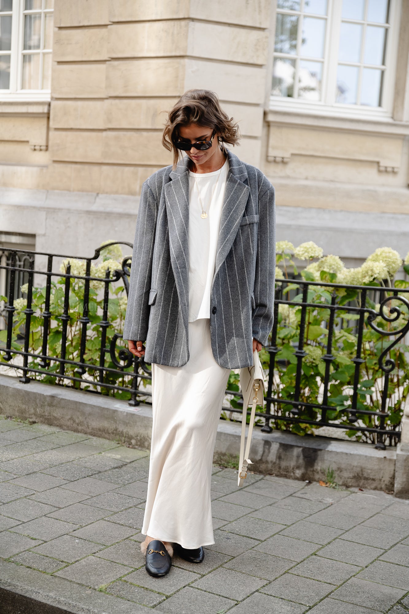 Maya striped blazer dark grey