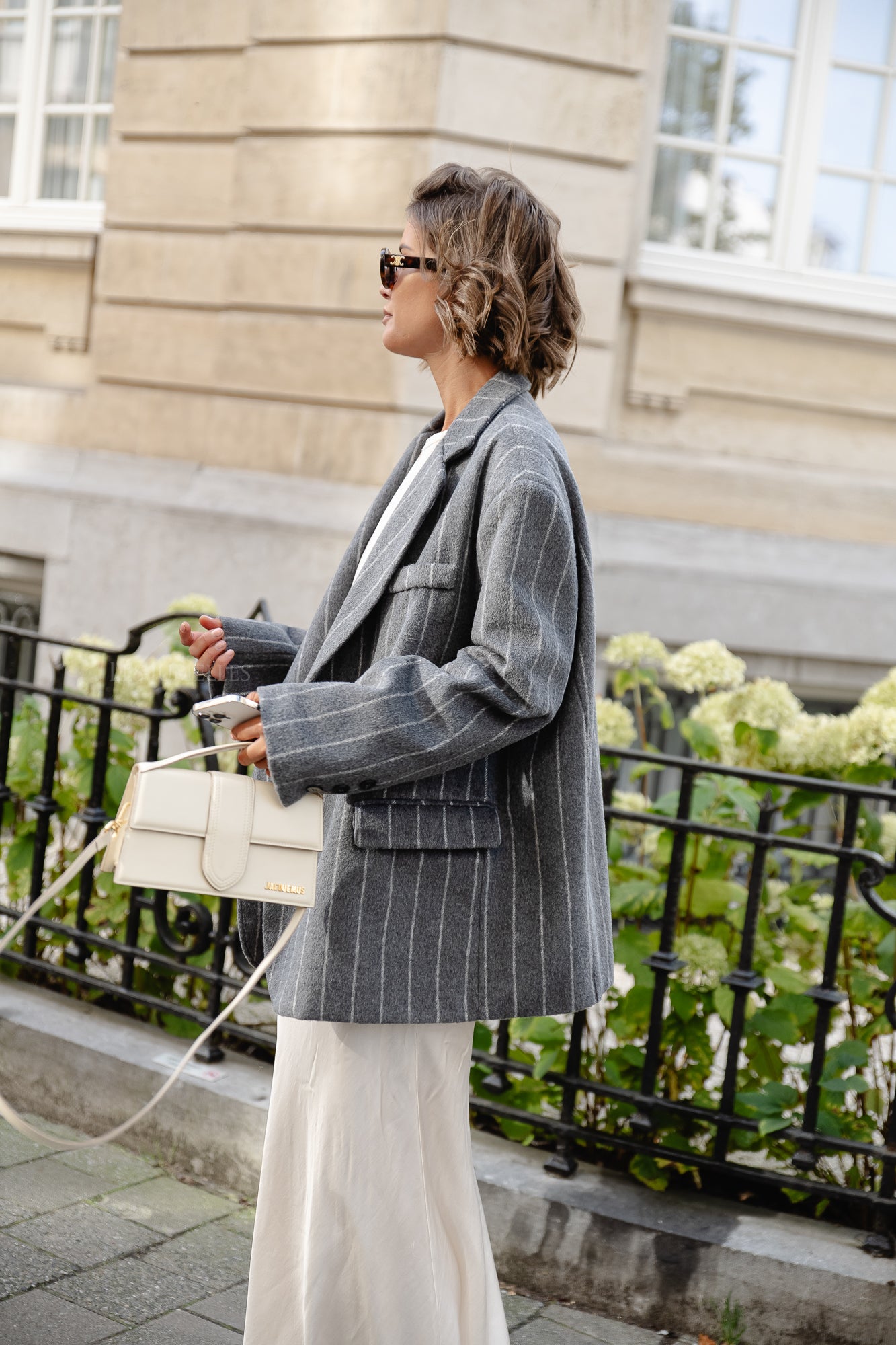 Maya striped blazer dark grey