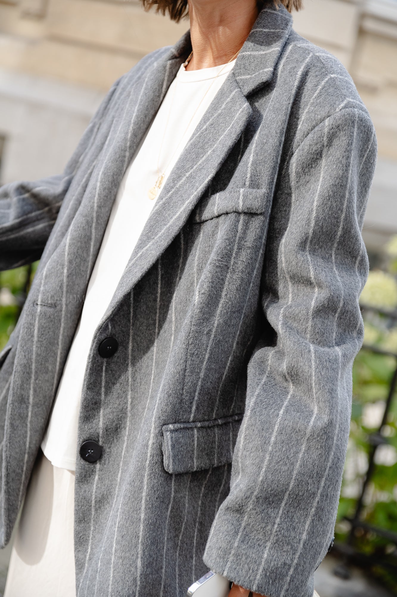 Maya striped blazer dark grey