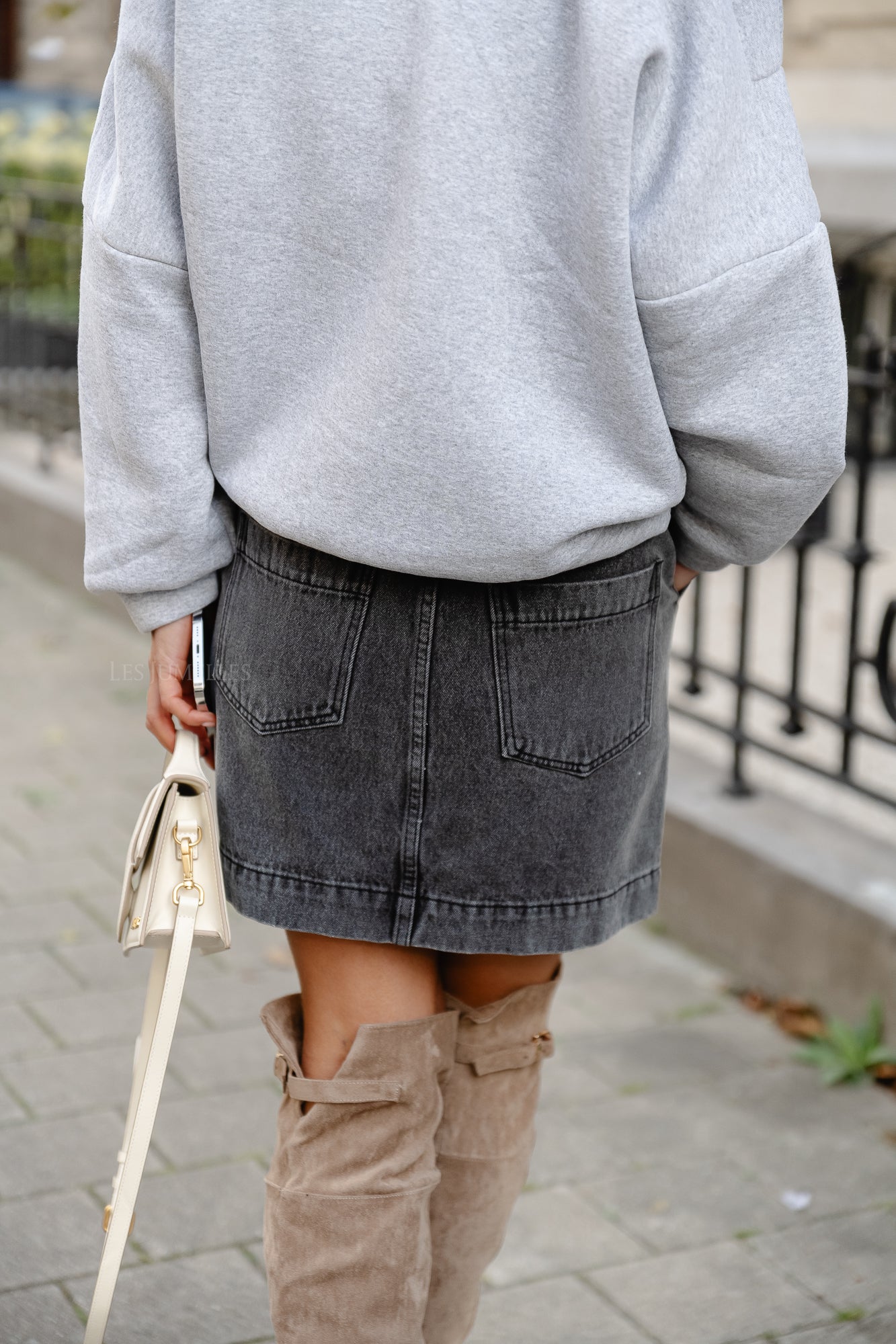 Yaskarina hw denim skirt washed black