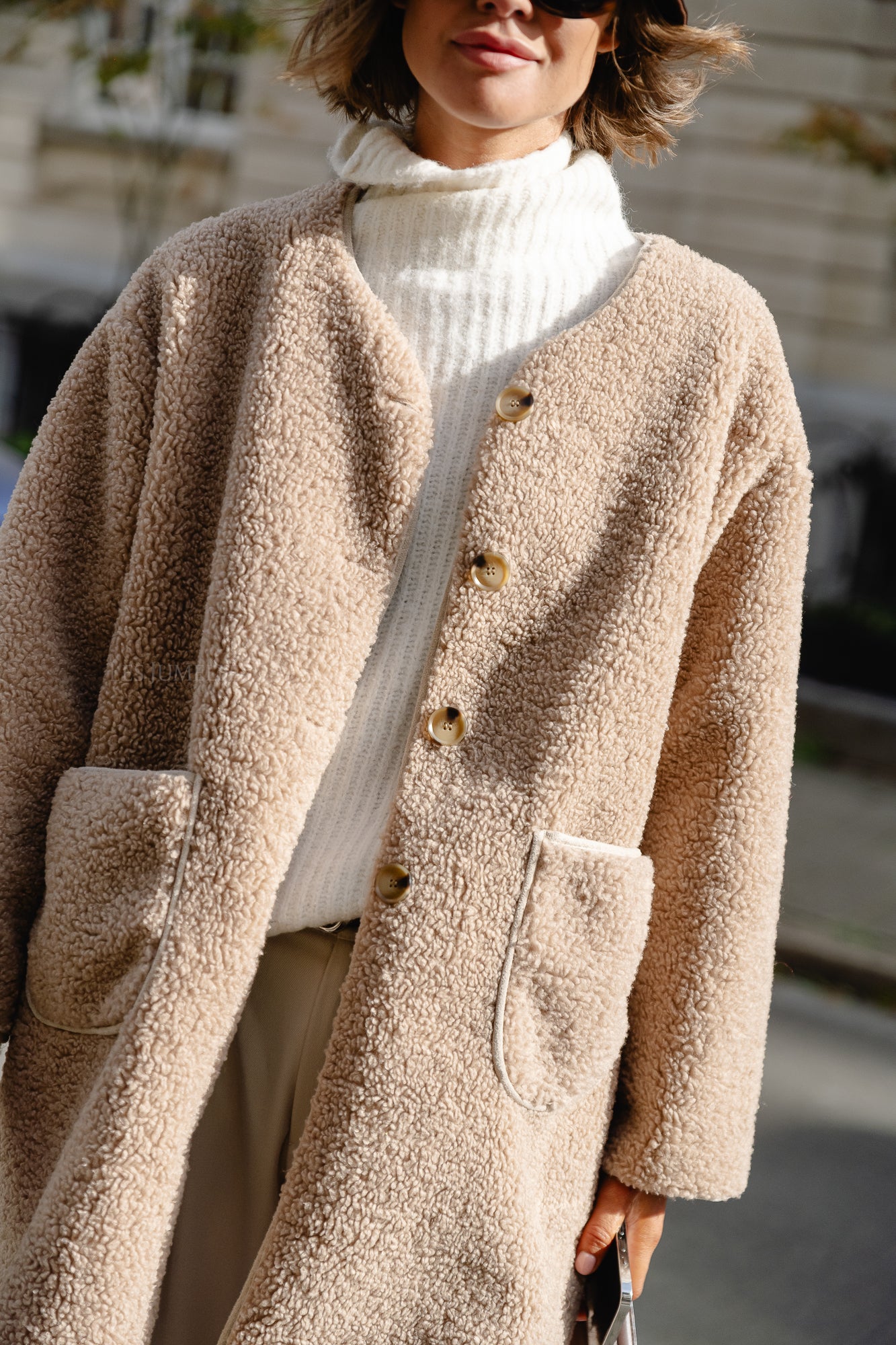 Emma teddy coat taupe