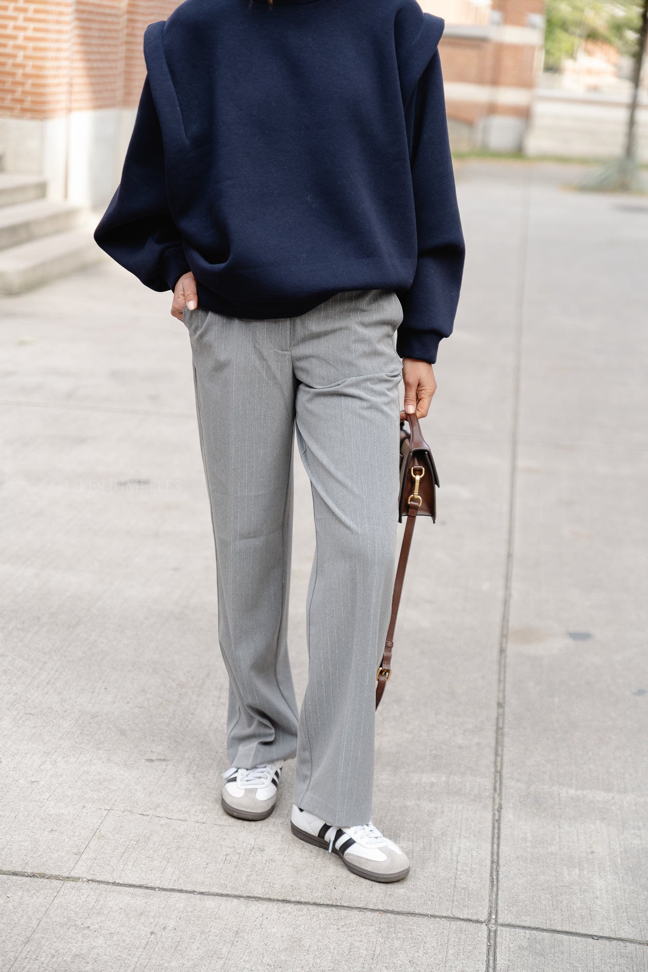 <tc>Slfdoa-polina mw pantalon droit gris foncé lurex</tc>