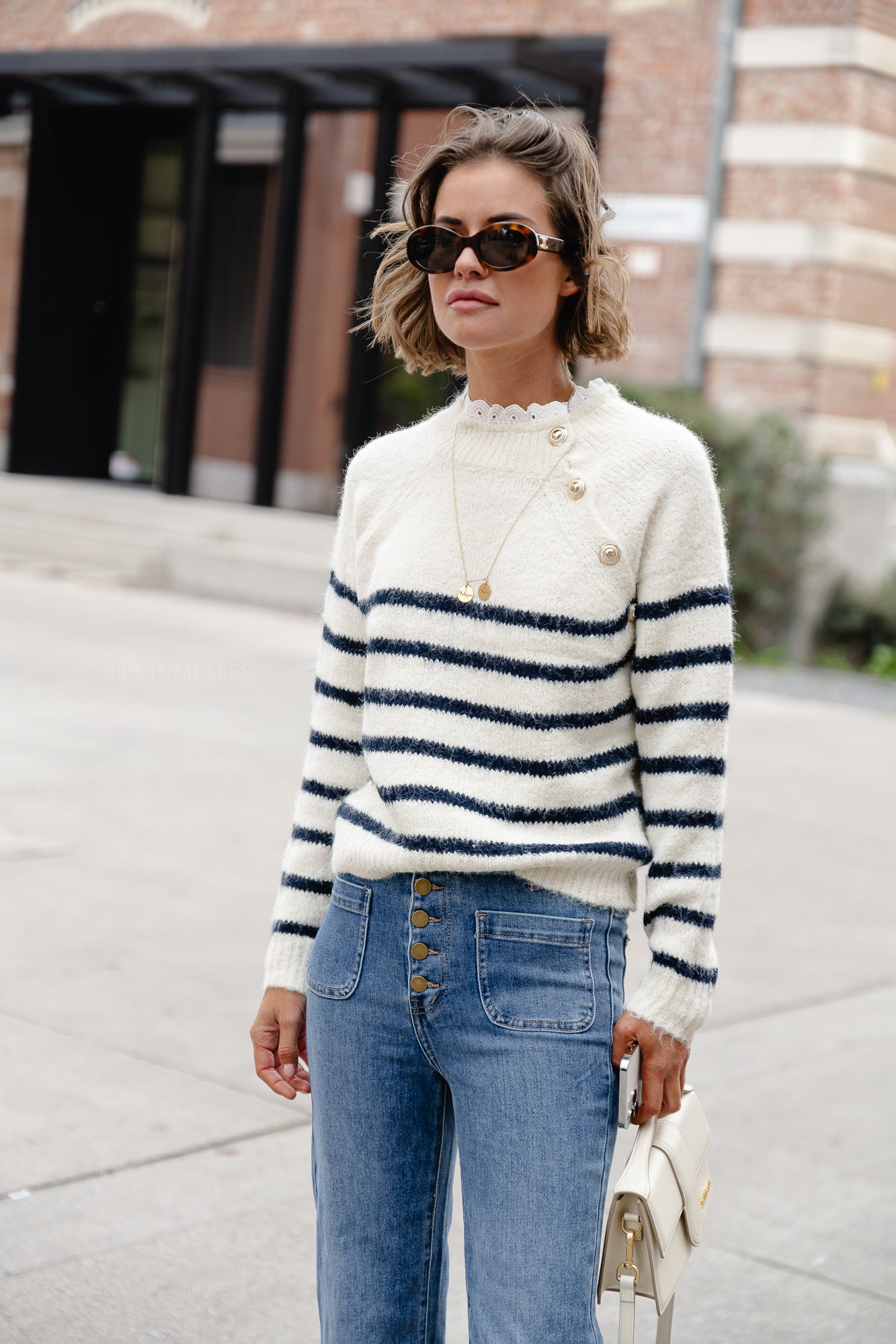 Cindy striped jumper beige