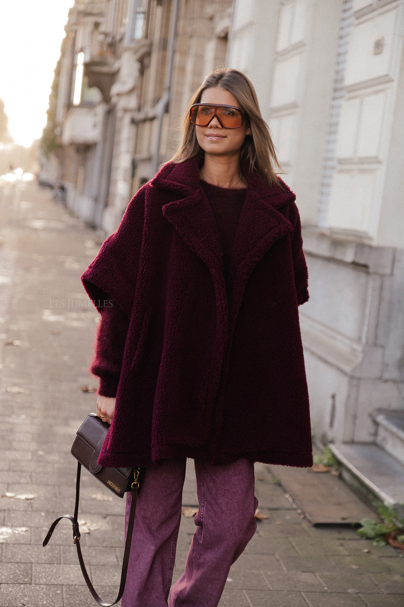 Kensi Poncho in Burgunderrot