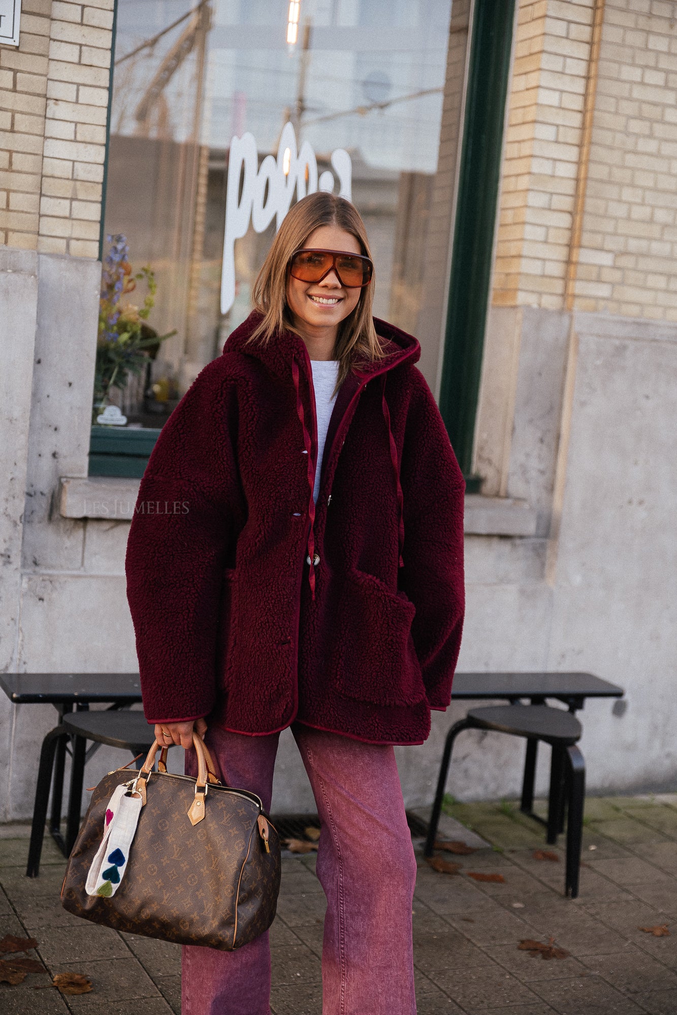 Veste Teddy Briar bordeaux