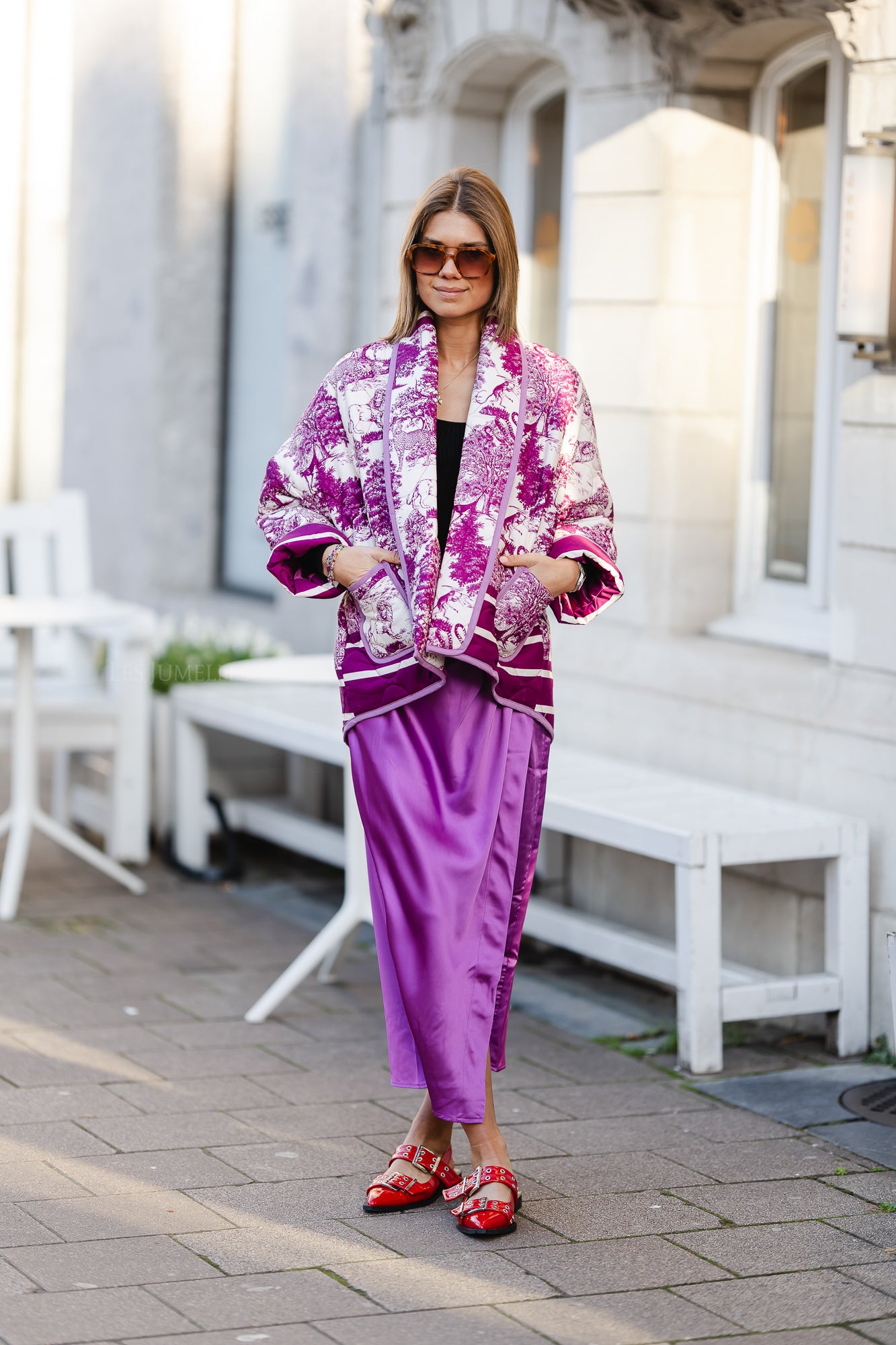 YASorchid hw jupe midi drapée orchidée violette