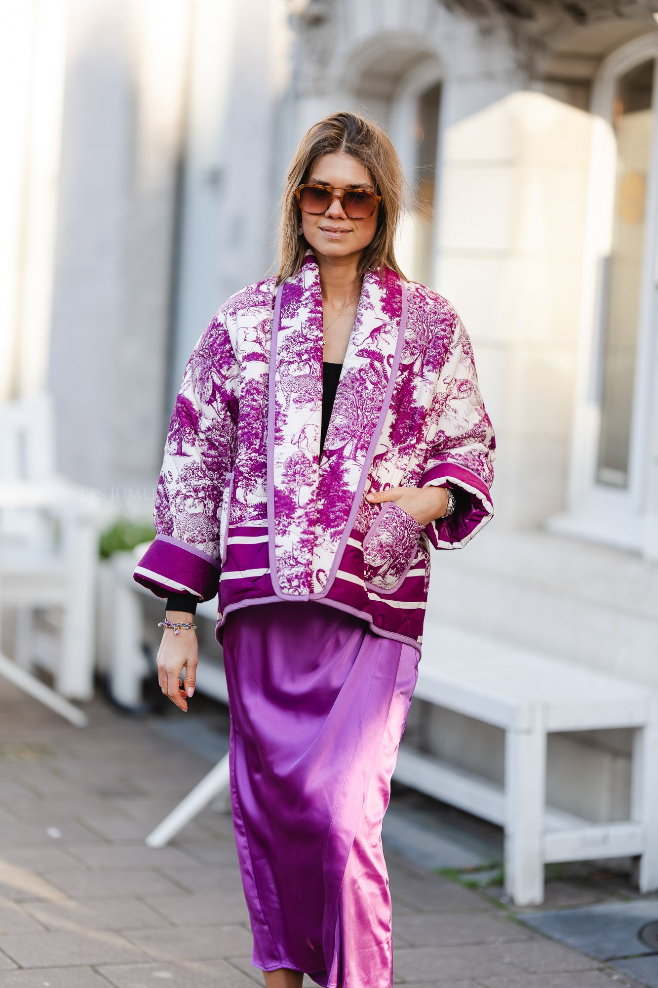 YASorchid hw jupe midi drapée orchidée violette