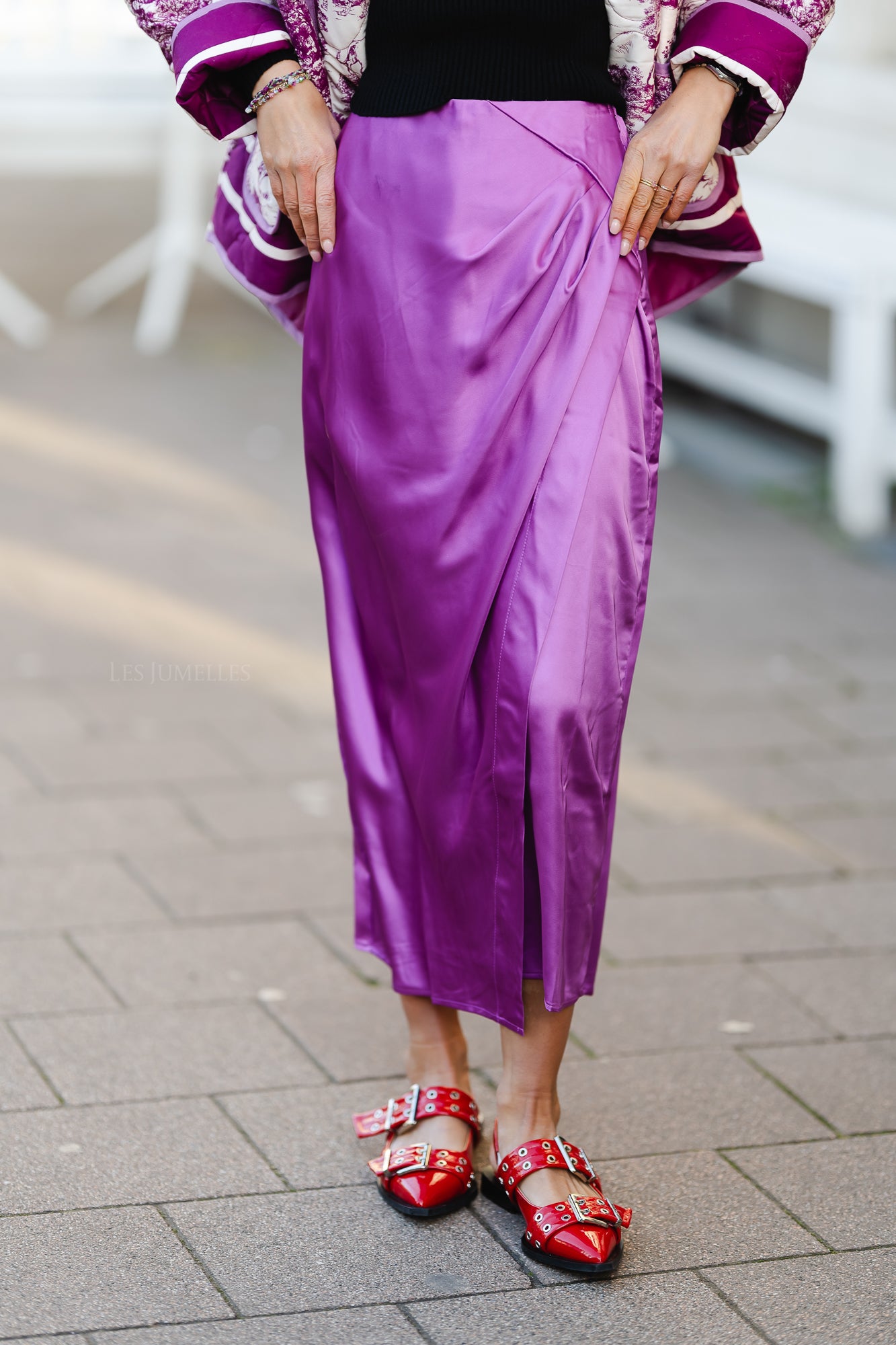 YASorchid hw jupe midi drapée orchidée violette