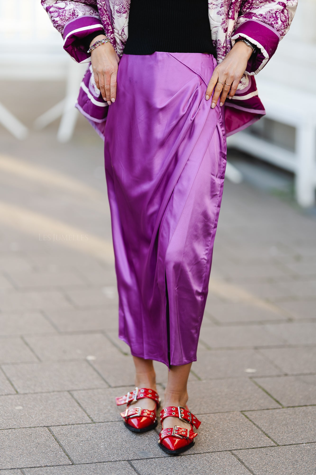 YASorchid hw jupe midi drapée orchidée violette