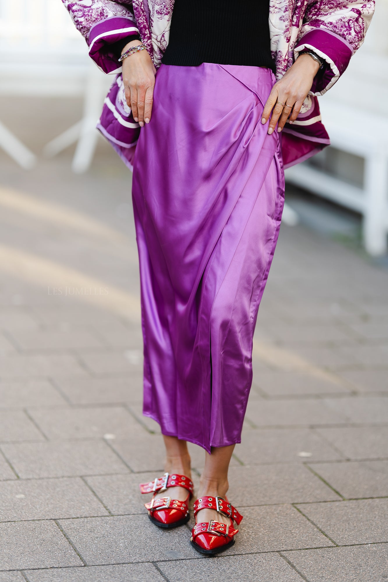 YASorchid hw jupe midi drapée orchidée violette