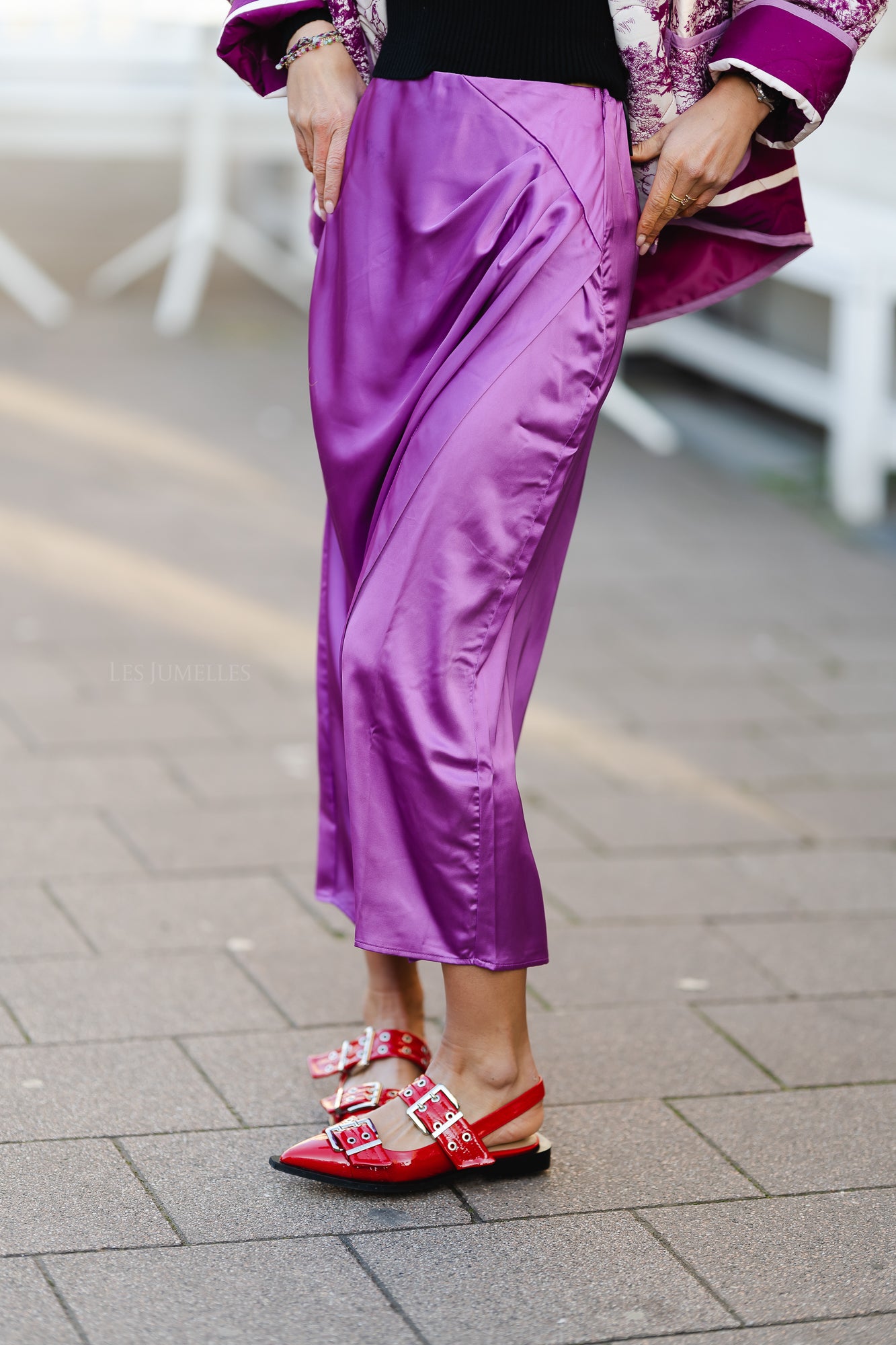 YASorchid hw jupe midi drapée orchidée violette