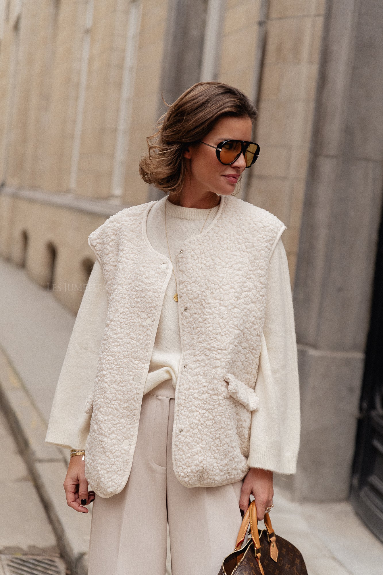 Daina-Teddyweste off white