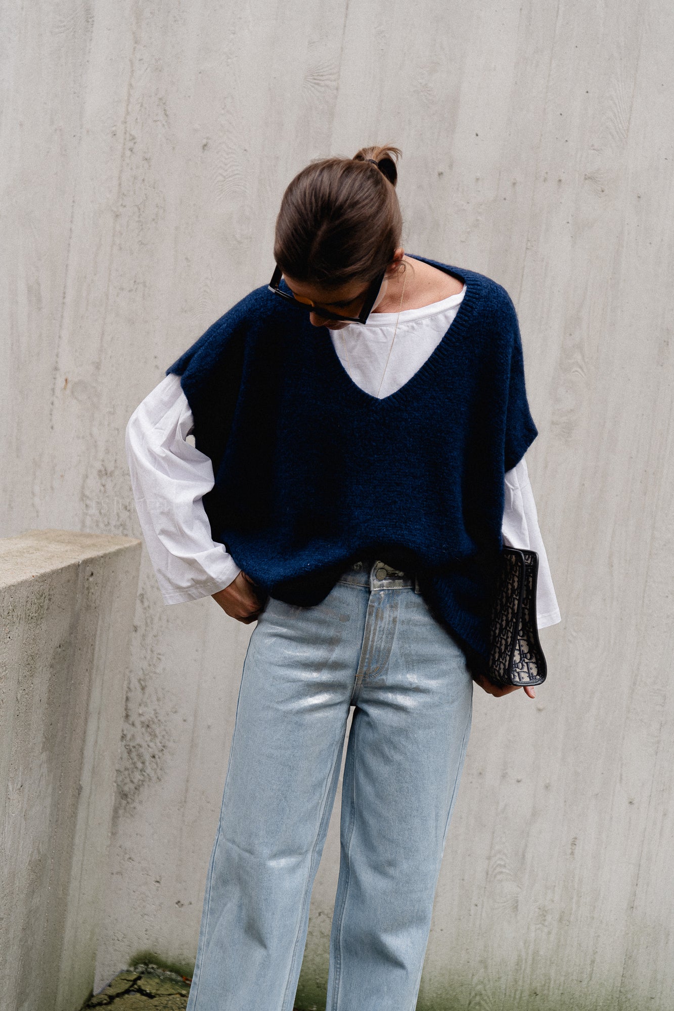 Camille mohair knit vest navy