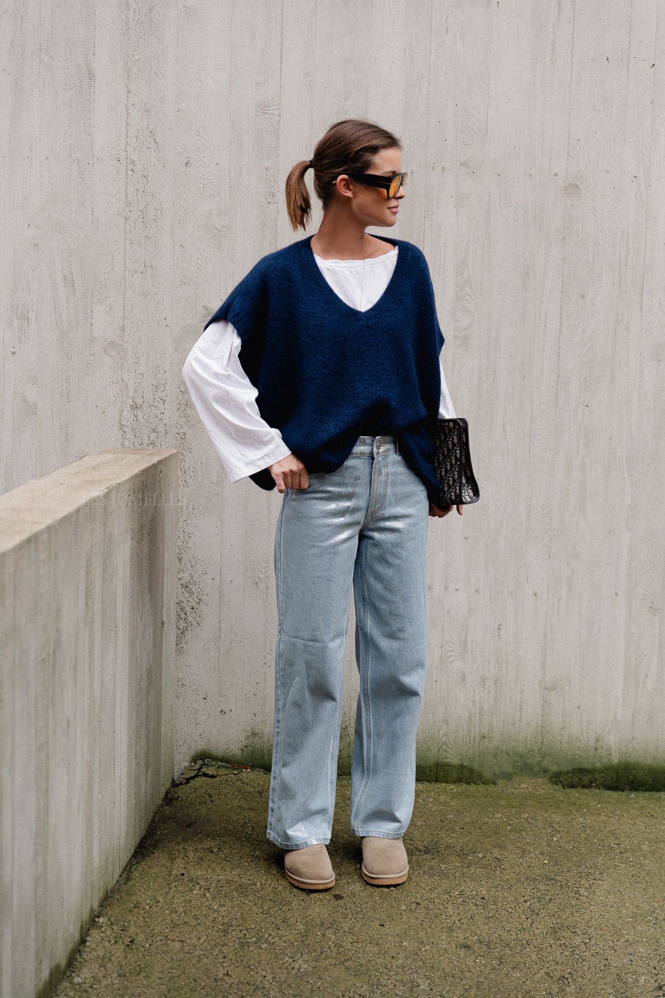 Camille mohair knit vest navy