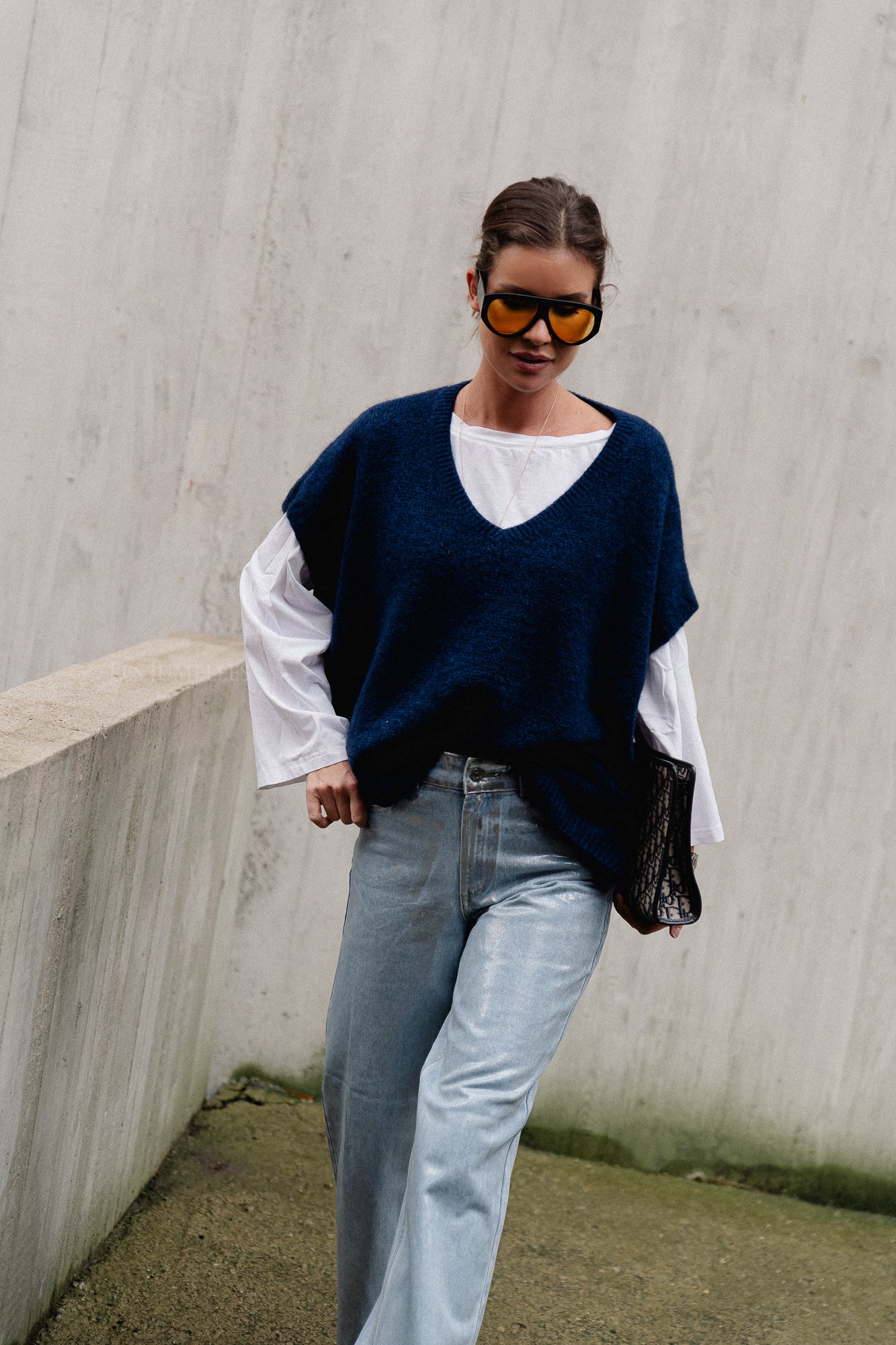 Camille mohair knit vest navy