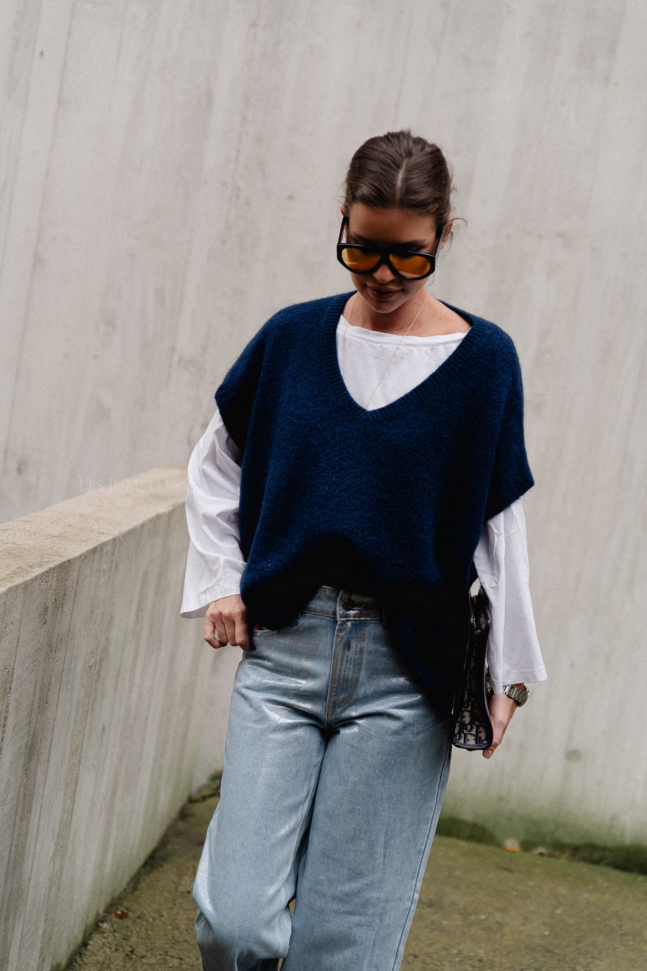 Camille mohair knit vest navy