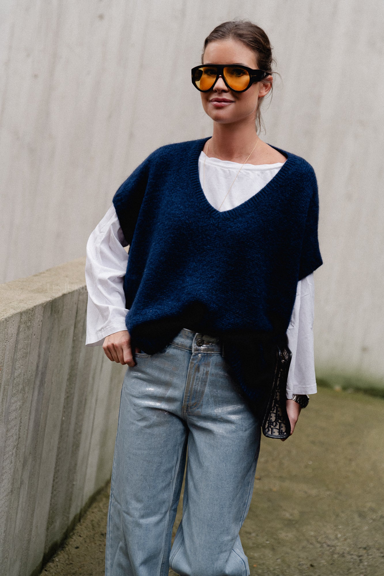 Camille mohair knit vest navy