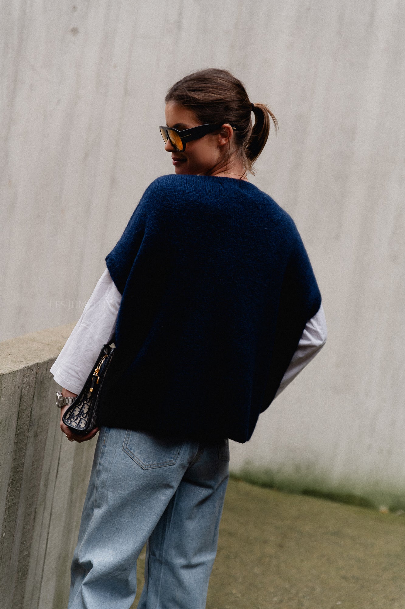 Camille mohair knit vest navy