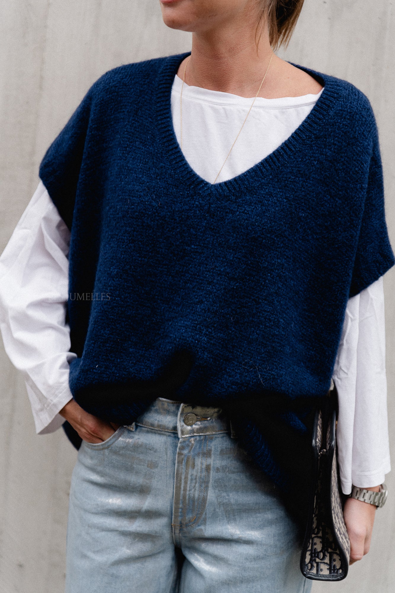Camille mohair knit vest navy