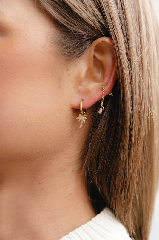Les Jumelles Earrings summer palm stainless steel gold