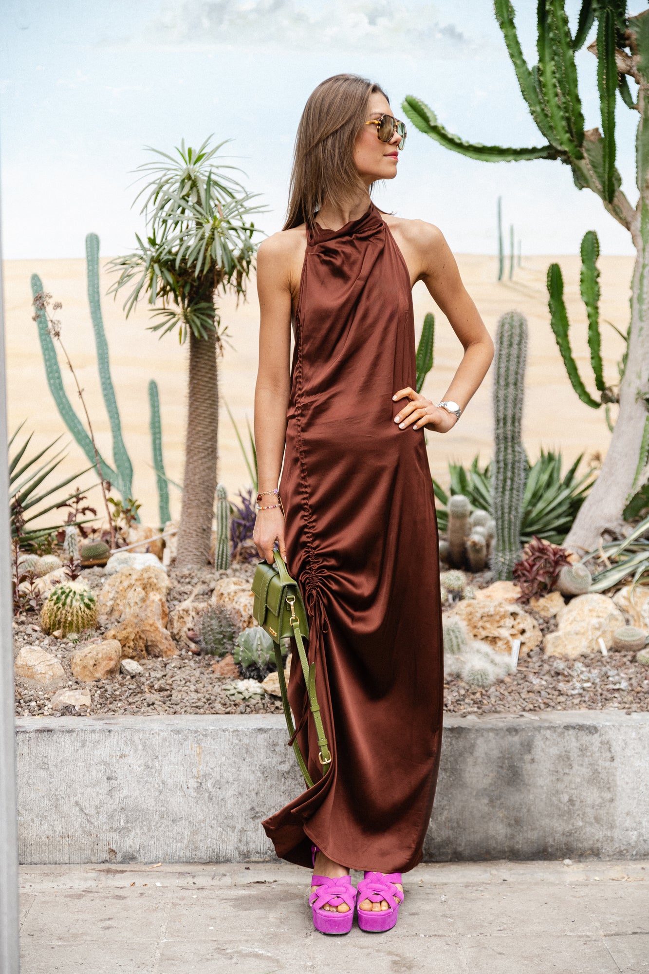 WaleryGZ maxi jurk bruin