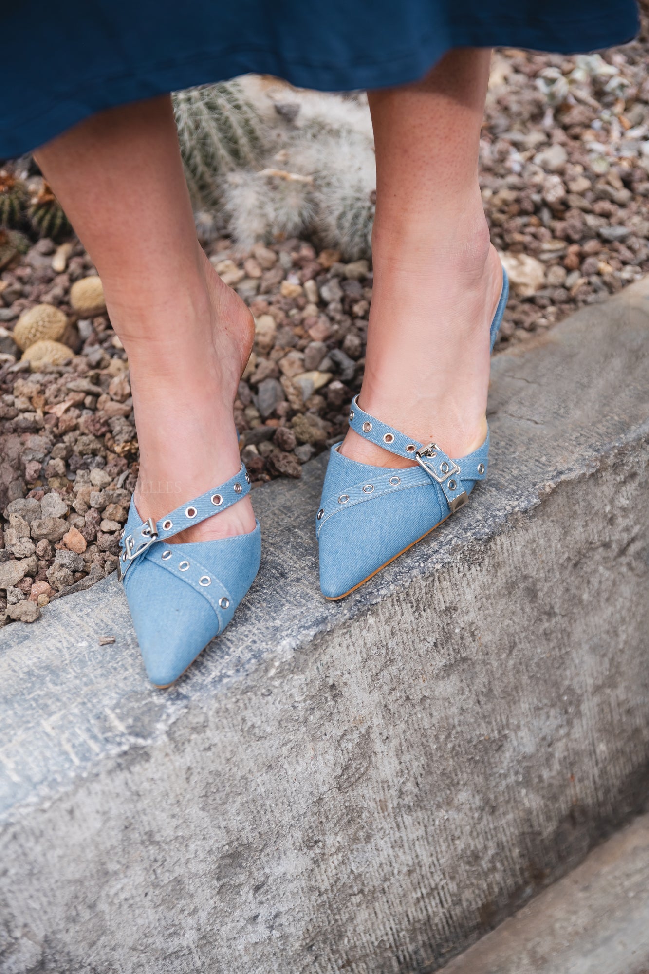Poppy heels denim blue