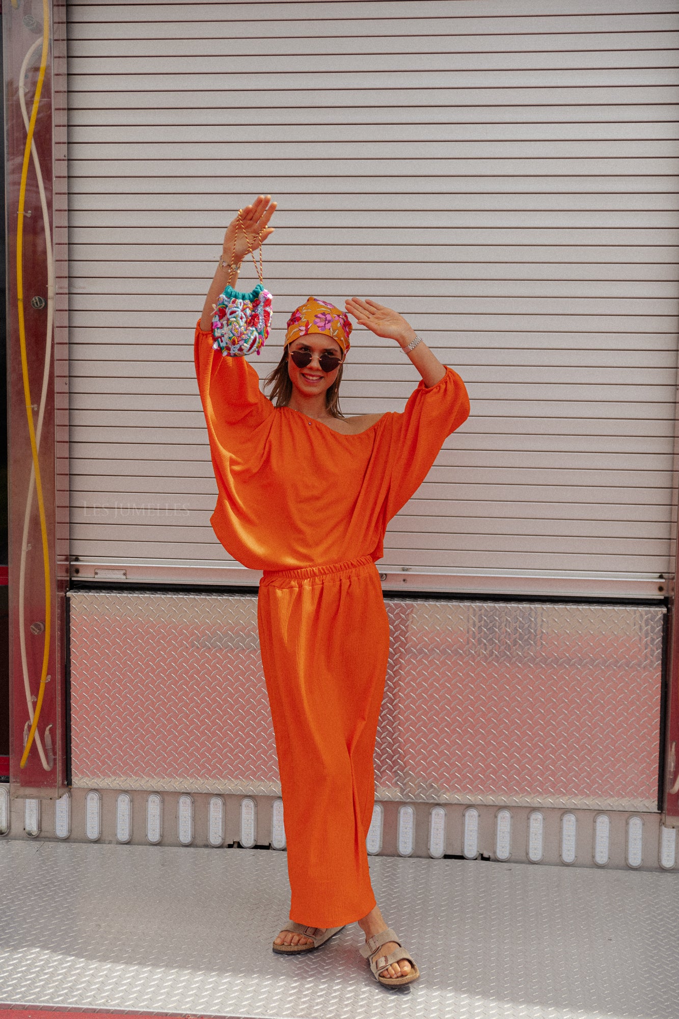 Aubrey Off-Shoulder Bluse in Dunkelorange