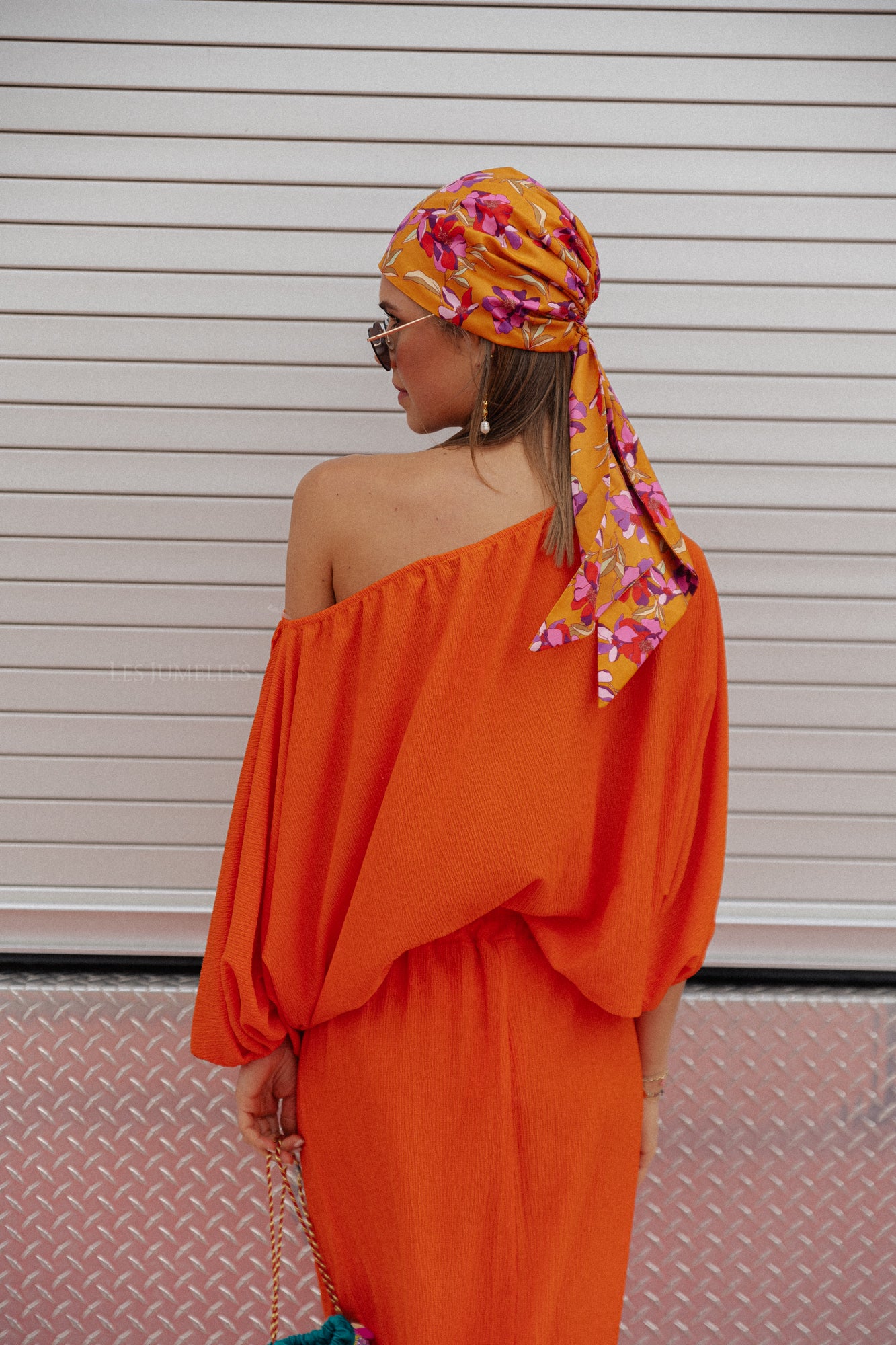 Aubrey Off-Shoulder Bluse in Dunkelorange