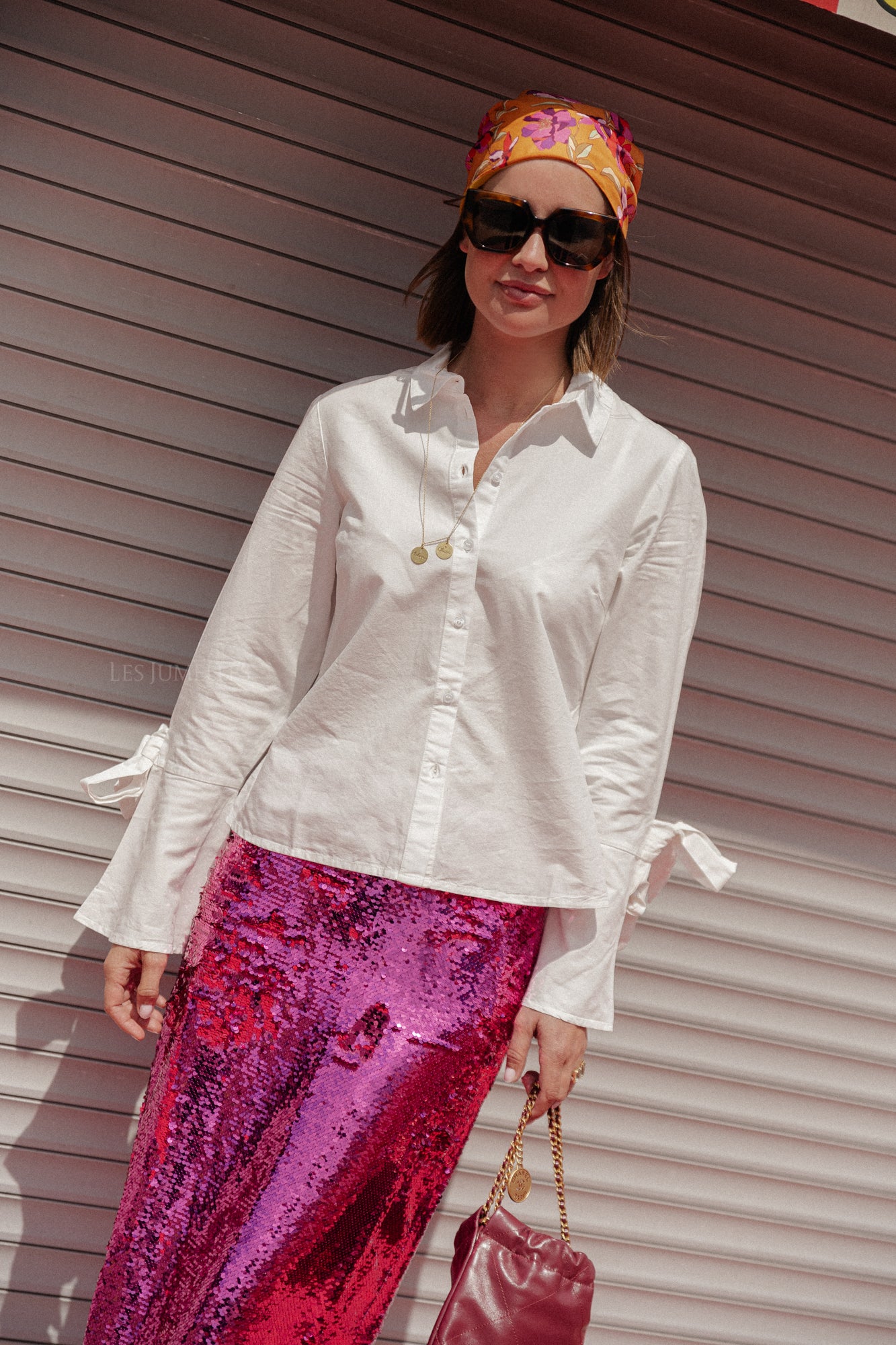 VINian L/S chemise à détail noué cloud dancer