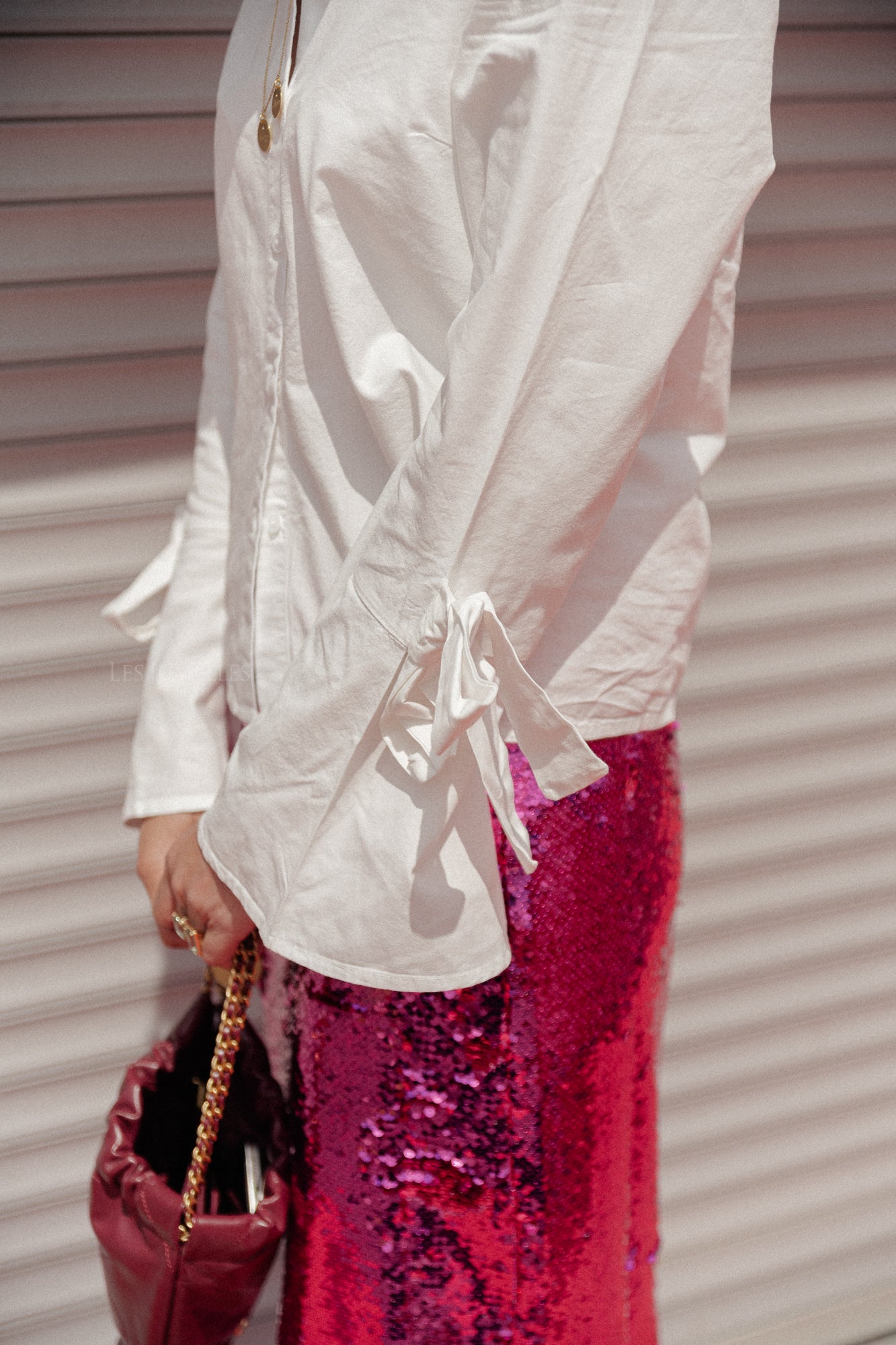 VINian L/S chemise à détail noué cloud dancer