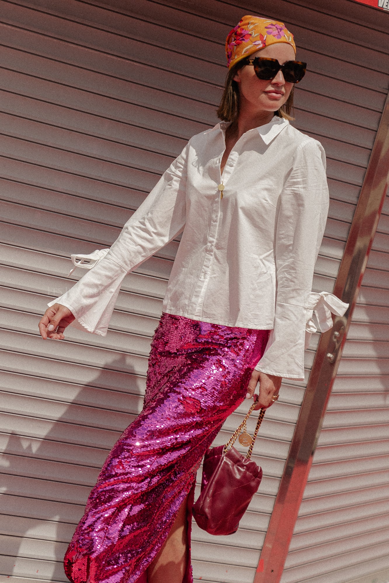 VINian L/S chemise à détail noué cloud dancer