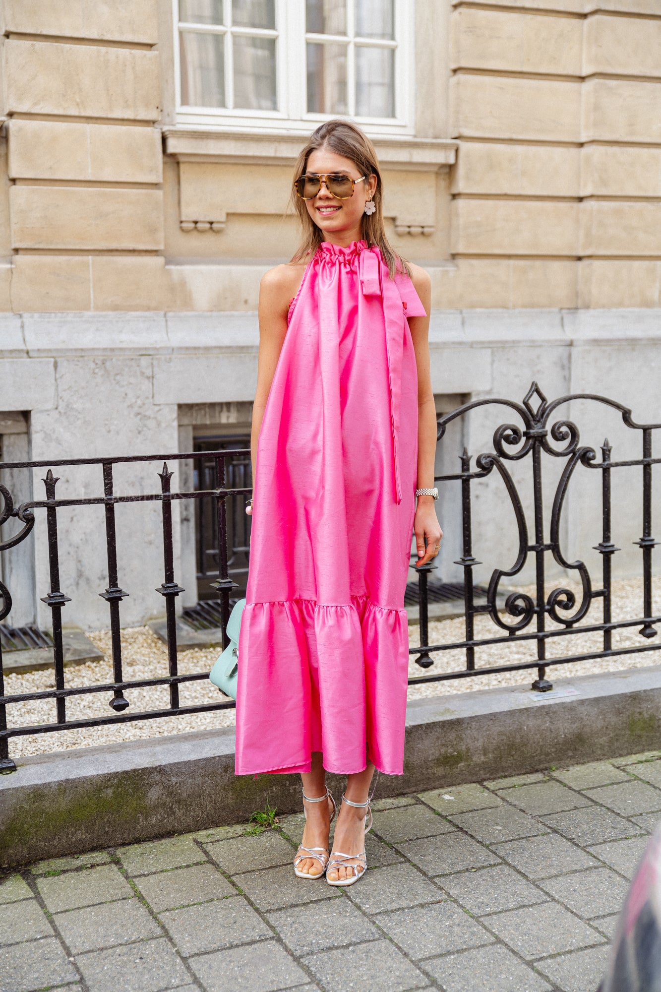 Ella Maxikleid mit Neckholder in fuchsia