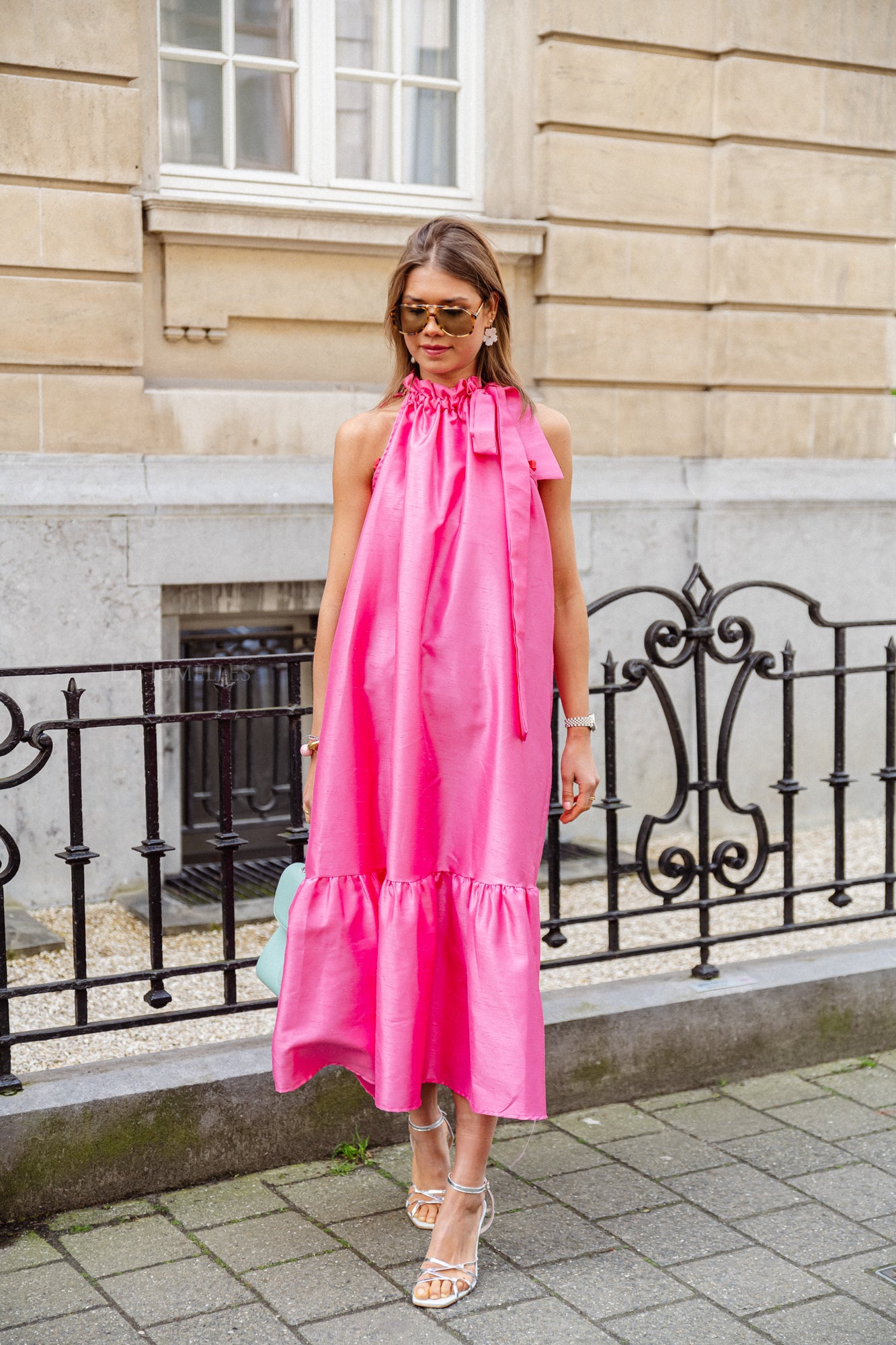 Ella Maxikleid mit Neckholder in fuchsia